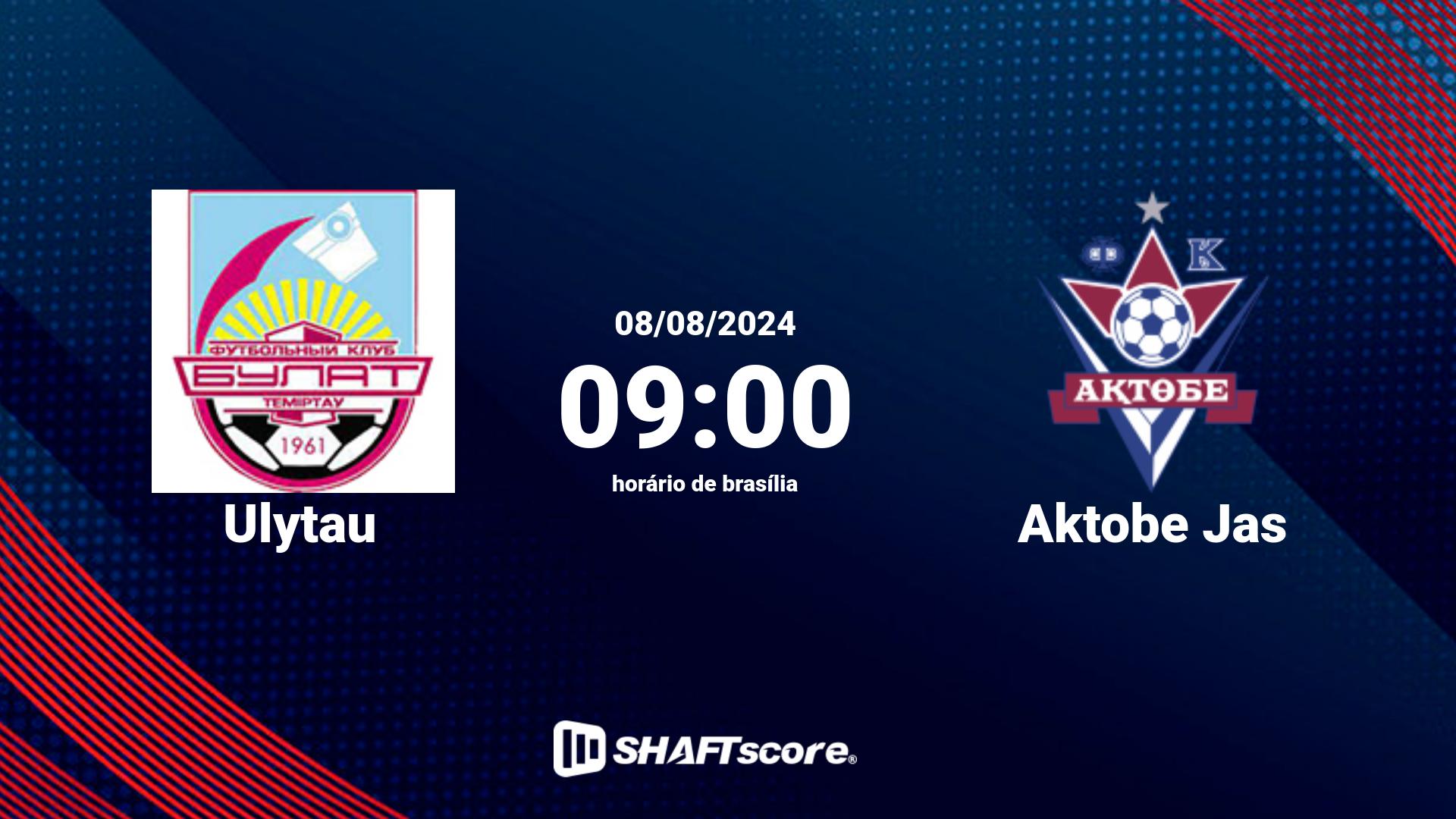 Estatísticas do jogo Ulytau vs Aktobe Jas 08.08 09:00