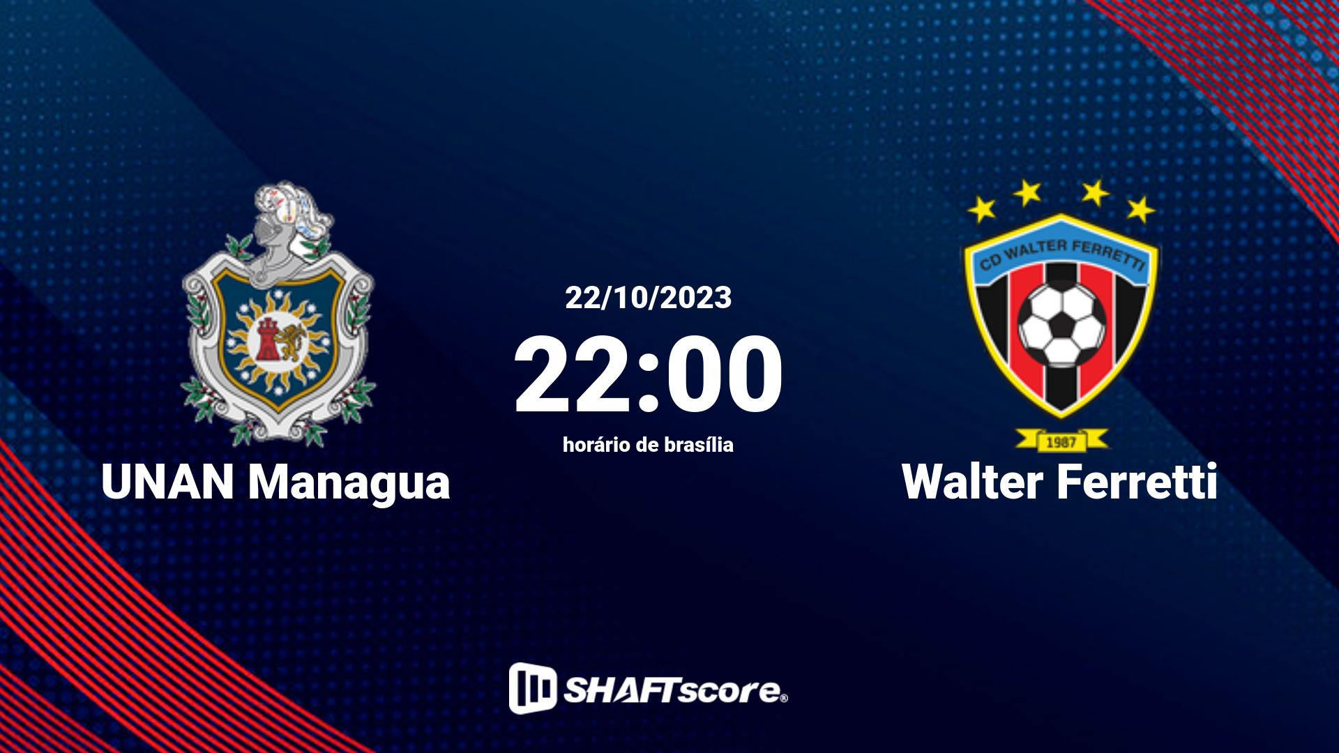 Estatísticas do jogo UNAN Managua vs Walter Ferretti 22.10 22:00