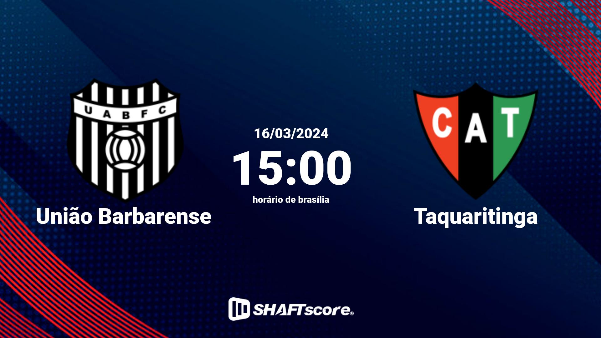 Estatísticas do jogo União Barbarense vs Taquaritinga 16.03 15:00