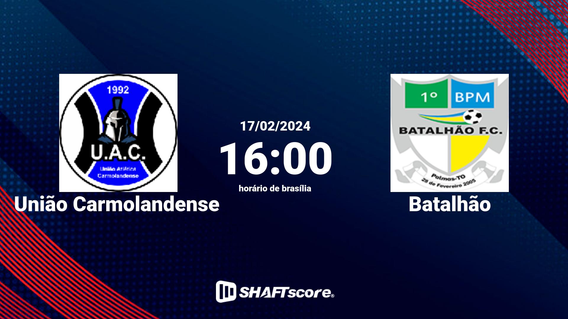 Estatísticas do jogo União Carmolandense vs Batalhão 17.02 16:00