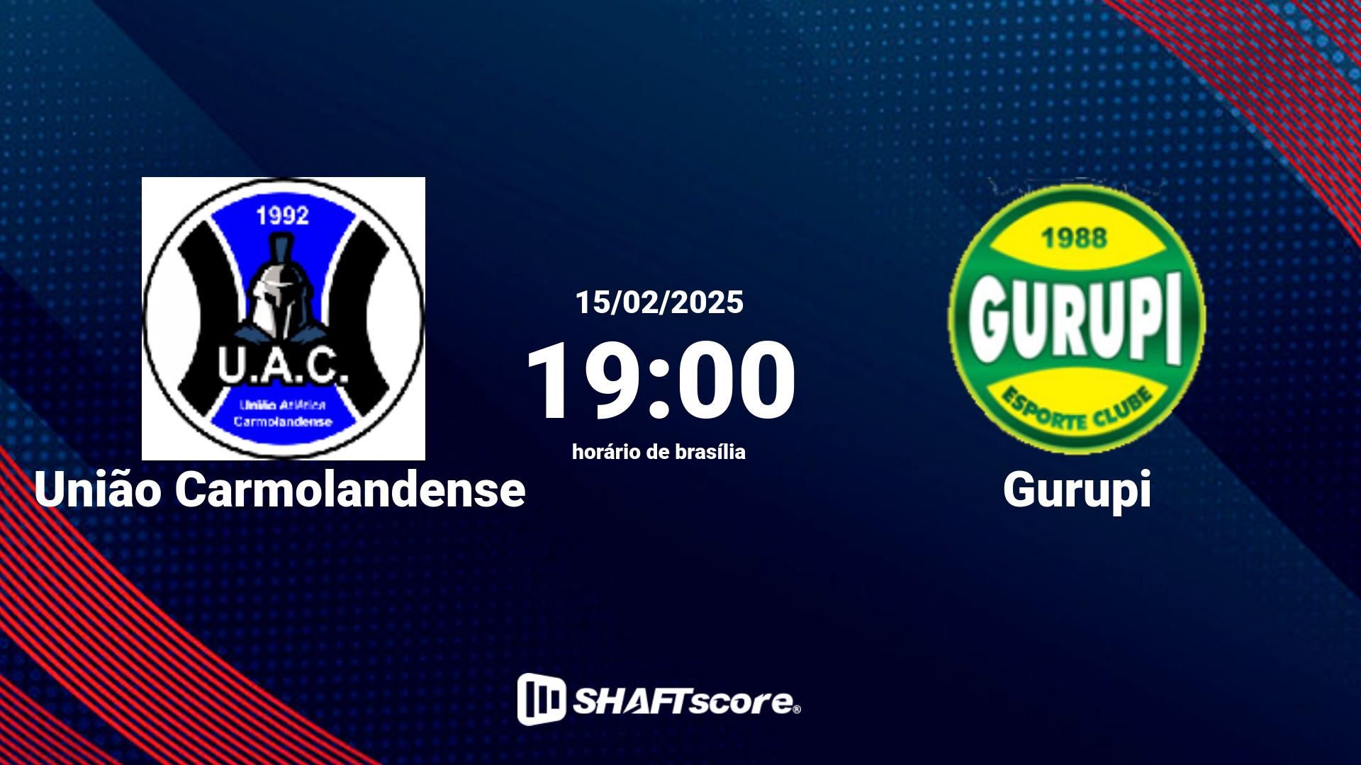 Estatísticas do jogo União Carmolandense vs Gurupi 15.02 19:00