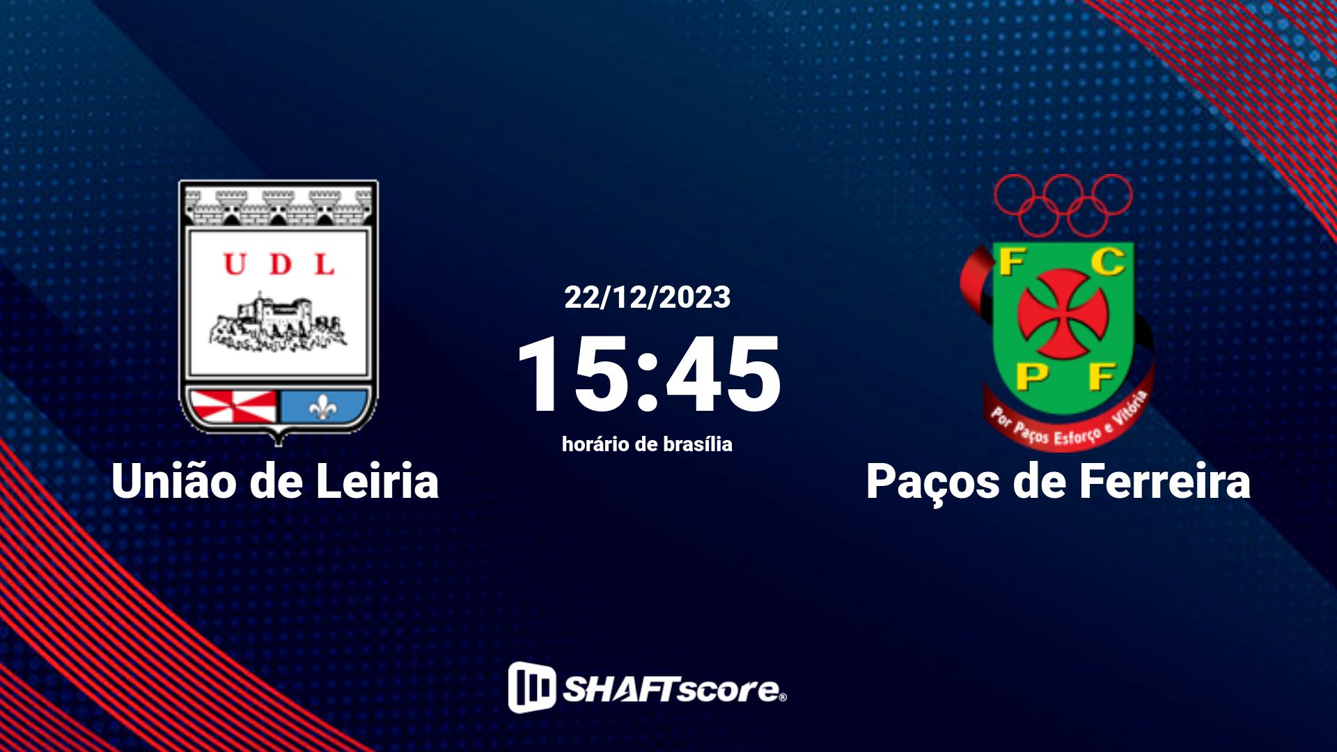 Estatísticas do jogo União de Leiria vs Paços de Ferreira 22.12 15:45