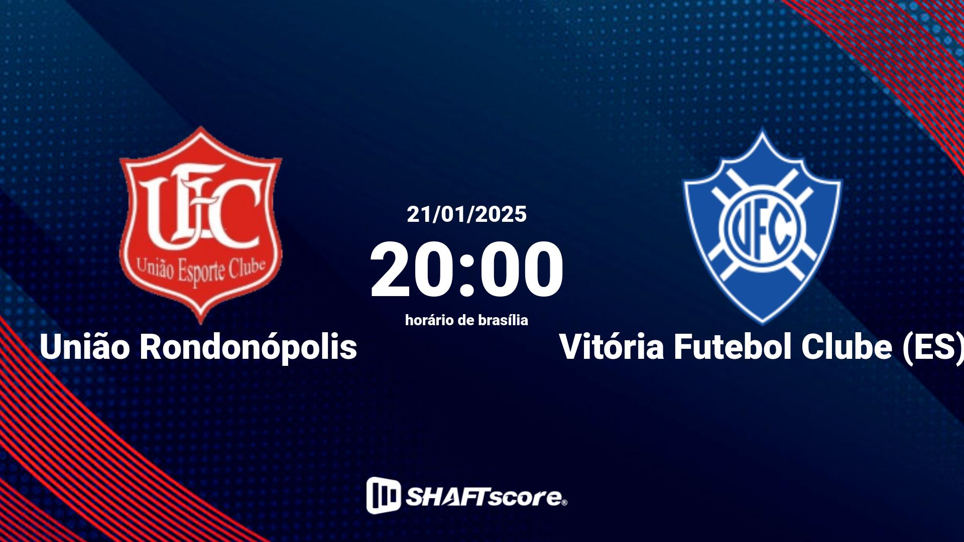 Estatísticas do jogo União Rondonópolis vs Vitória Futebol Clube (ES) 21.01 20:00