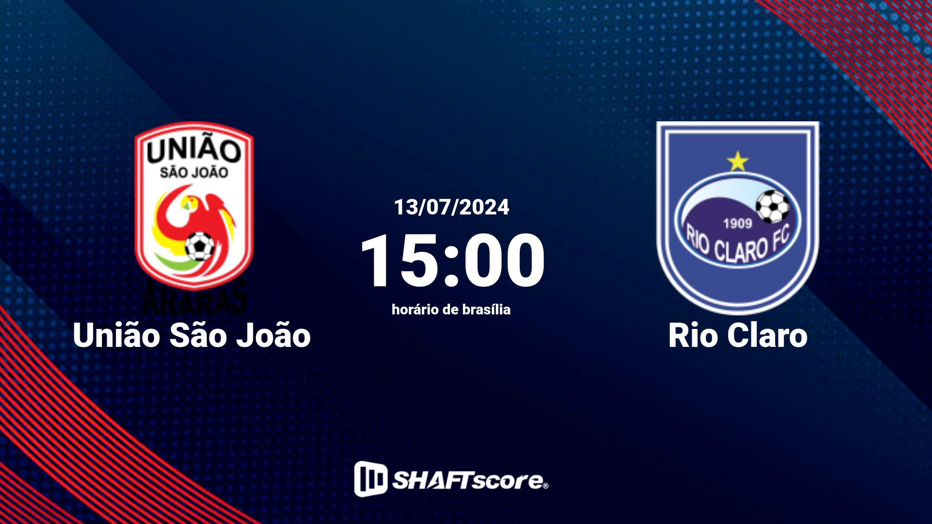 Estatísticas do jogo União São João vs Rio Claro 13.07 15:00