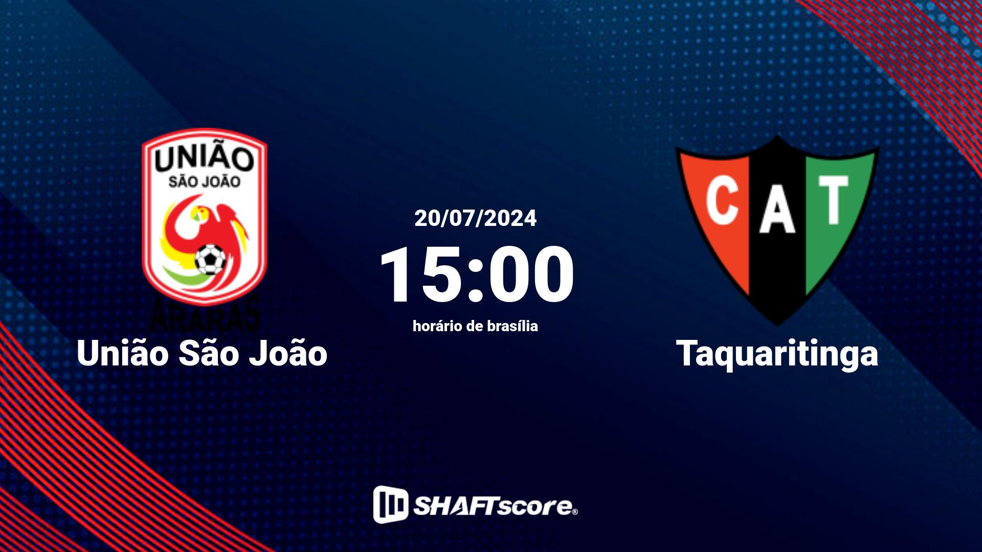 Estatísticas do jogo União São João vs Taquaritinga 20.07 15:00