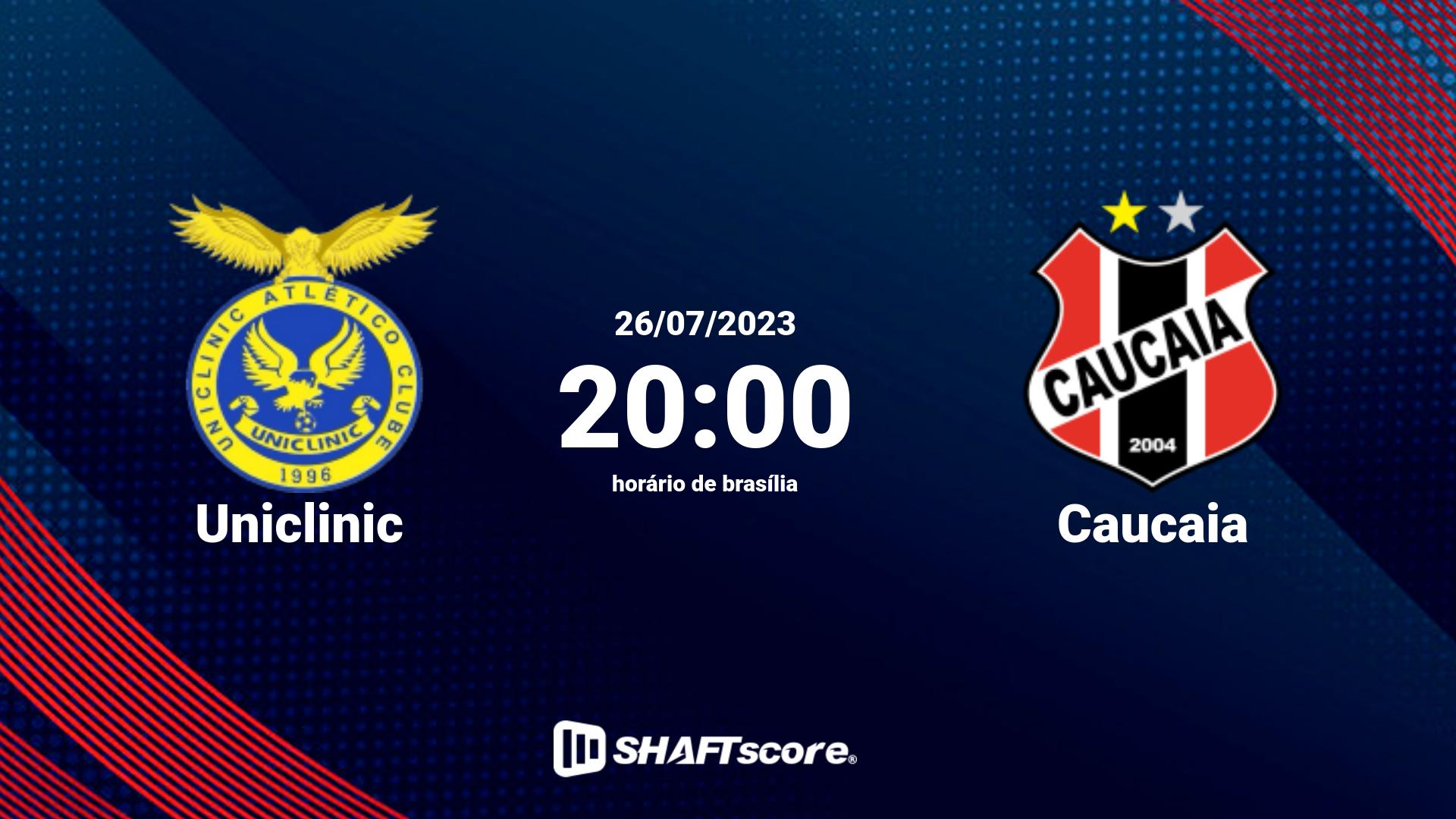 Estatísticas do jogo Uniclinic vs Caucaia 26.07 20:00