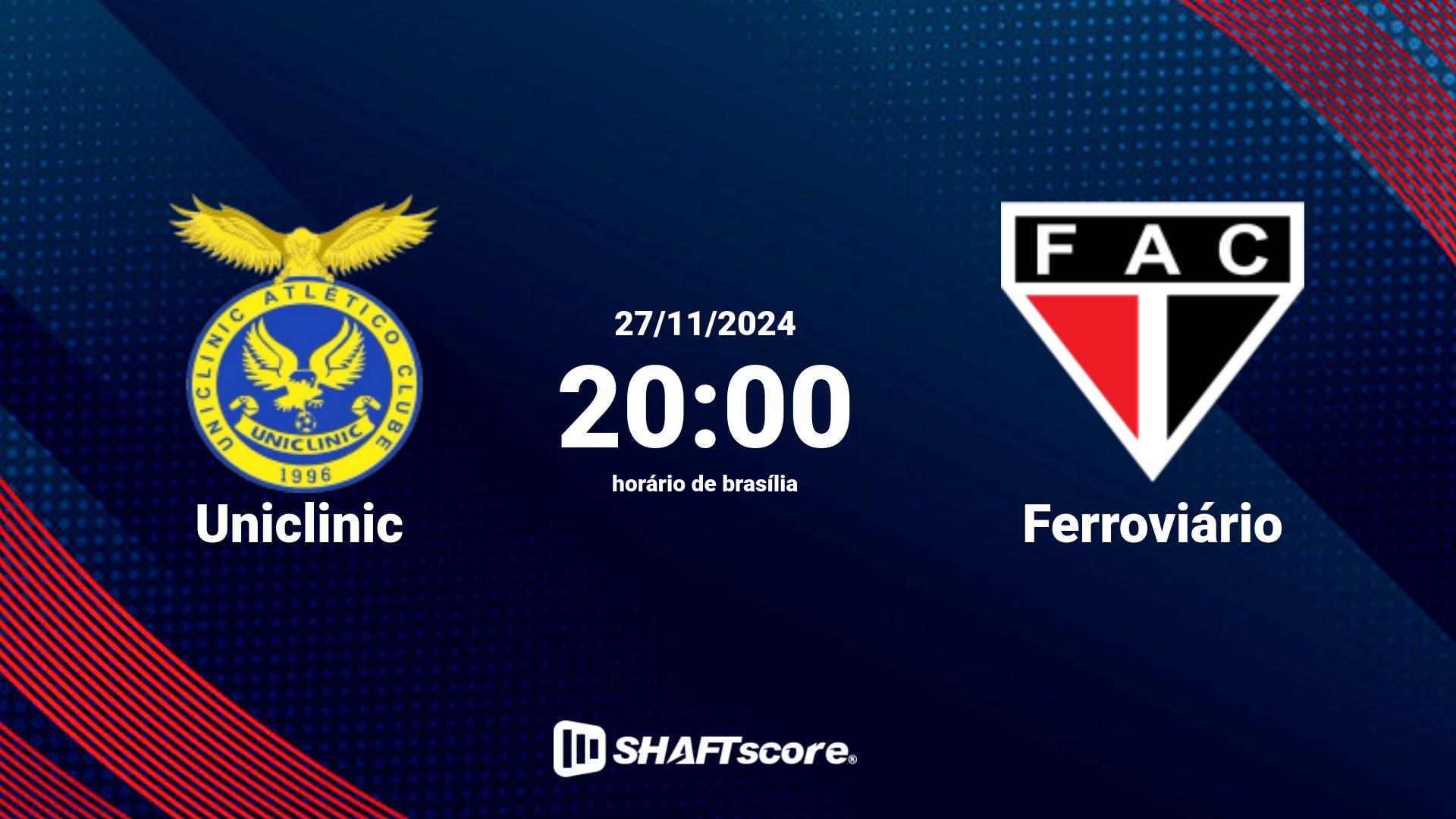 Estatísticas do jogo Uniclinic vs Ferroviário 27.11 20:00