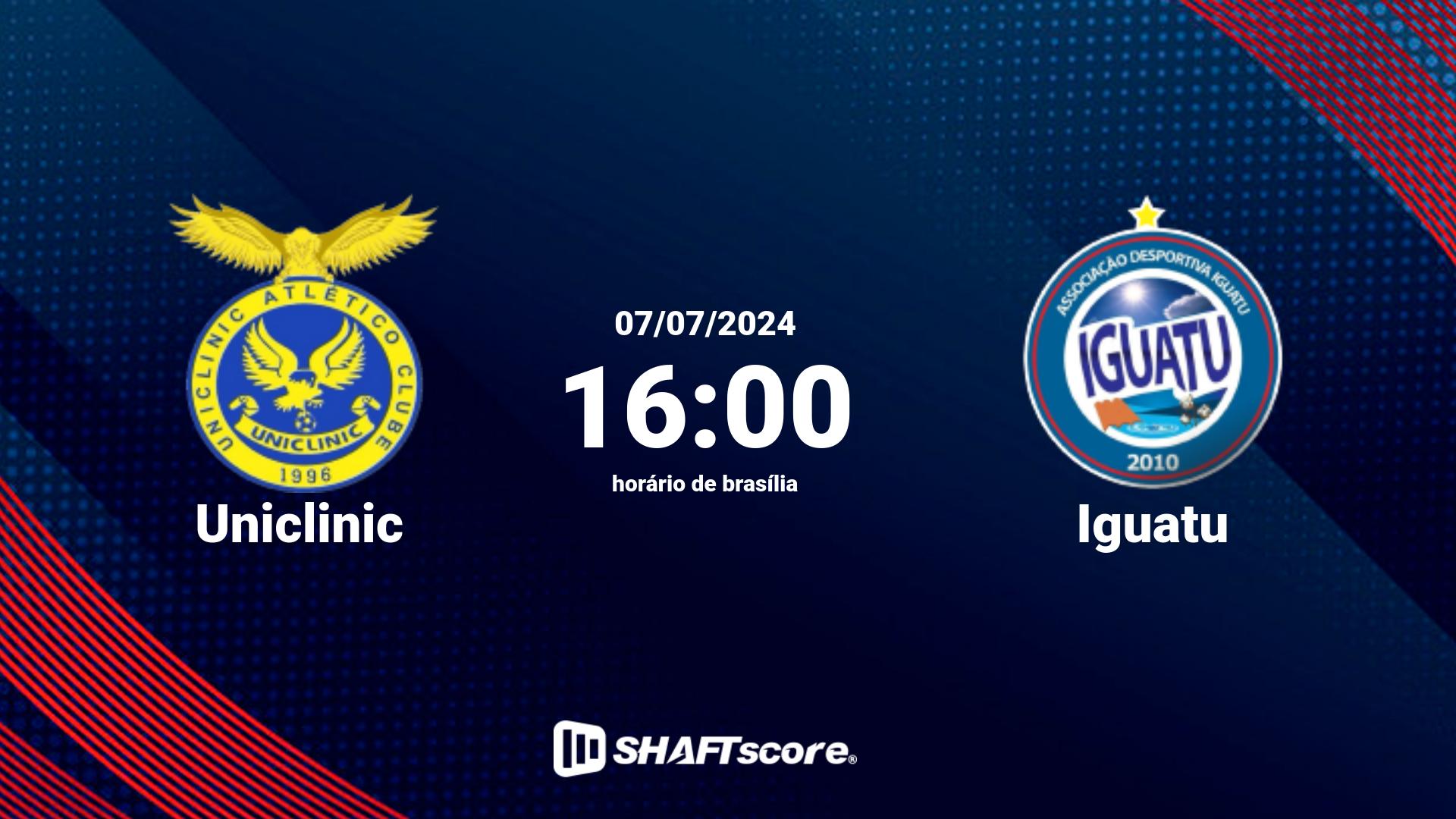 Estatísticas do jogo Uniclinic vs Iguatu 07.07 16:00