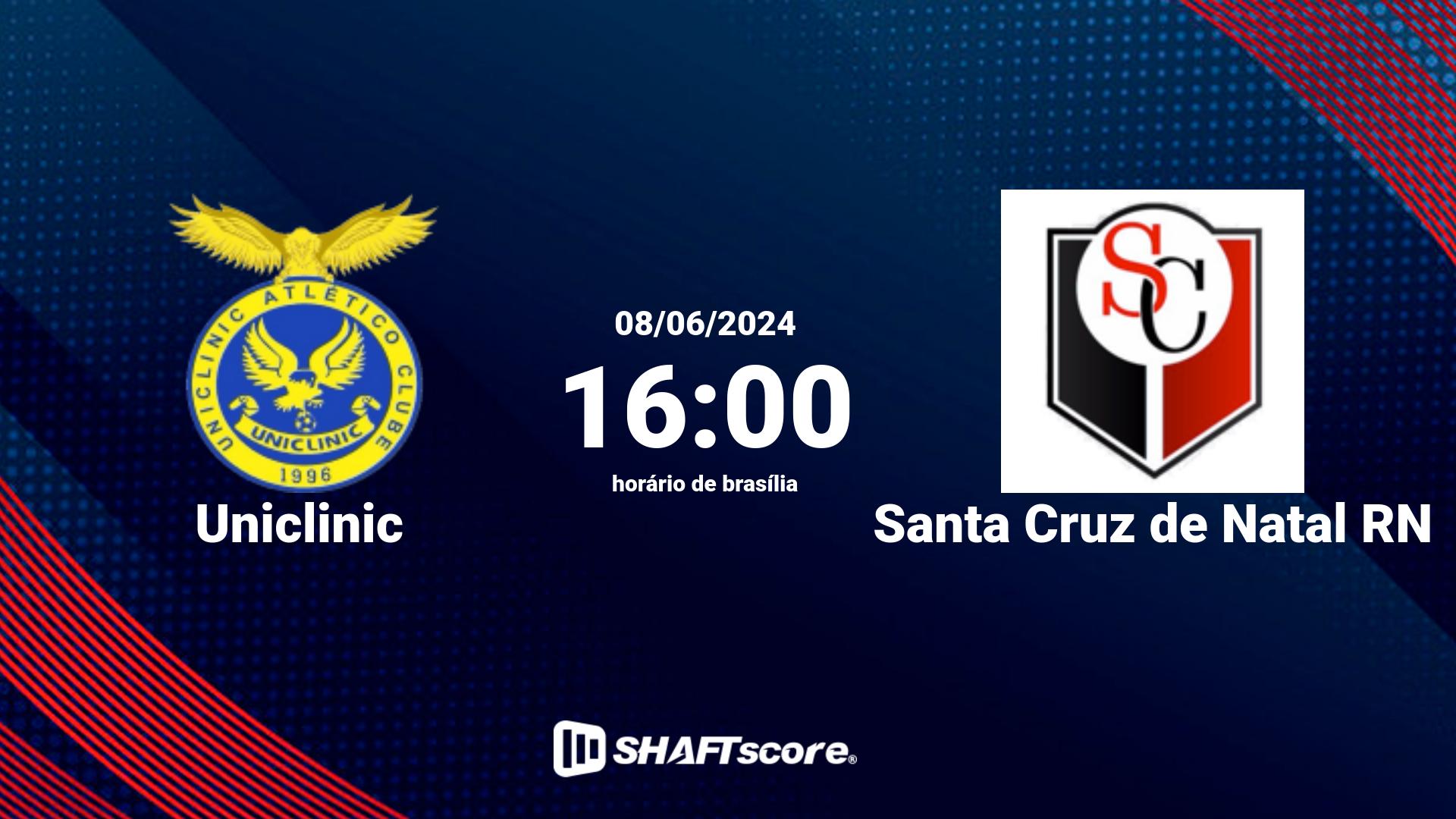 Estatísticas do jogo Uniclinic vs Santa Cruz de Natal RN 08.06 16:00