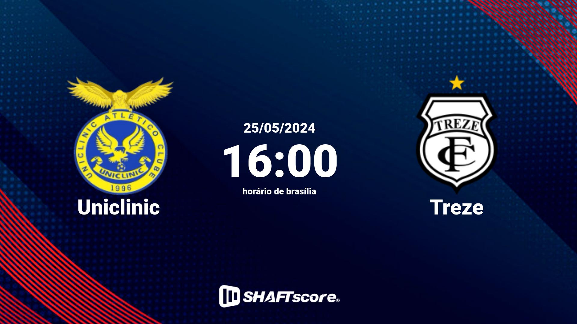 Estatísticas do jogo Uniclinic vs Treze 25.05 16:00