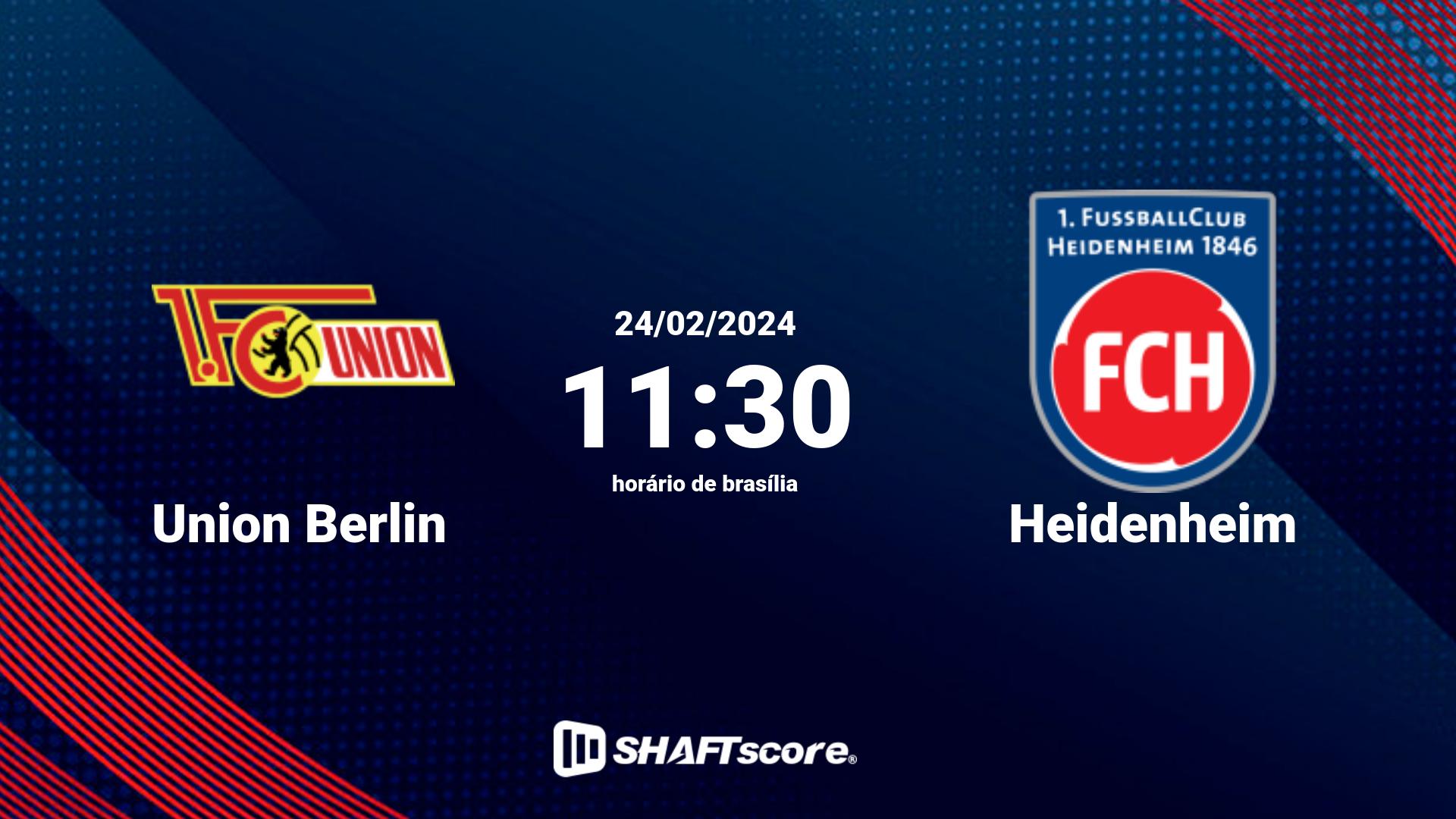 Estatísticas do jogo Union Berlin vs Heidenheim 24.02 11:30