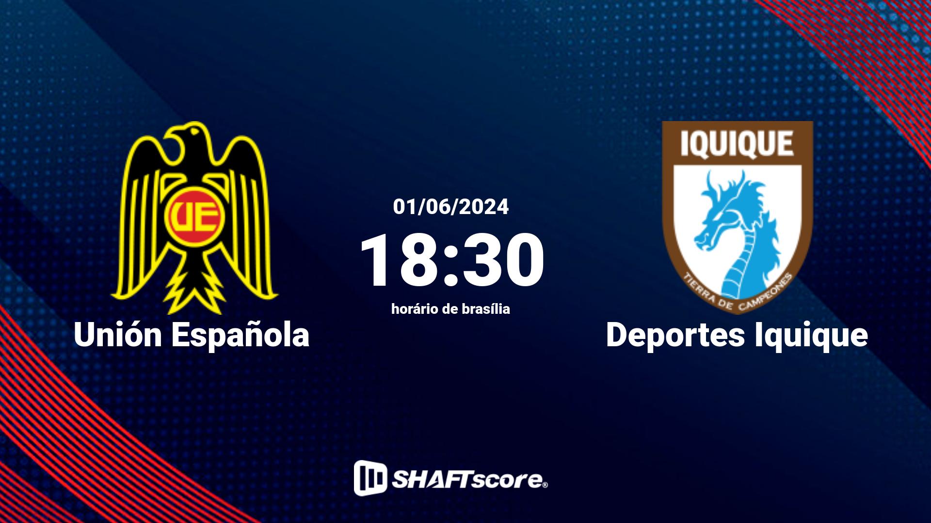 Estatísticas do jogo Unión Española vs Deportes Iquique 01.06 18:30