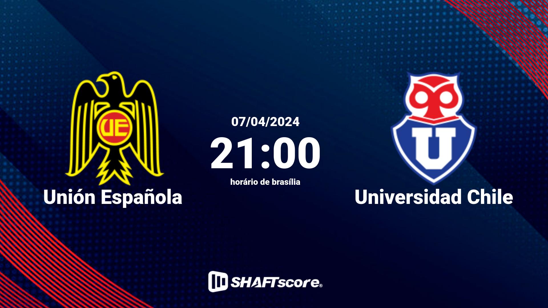 Estatísticas do jogo Unión Española vs Universidad Chile 07.04 21:00