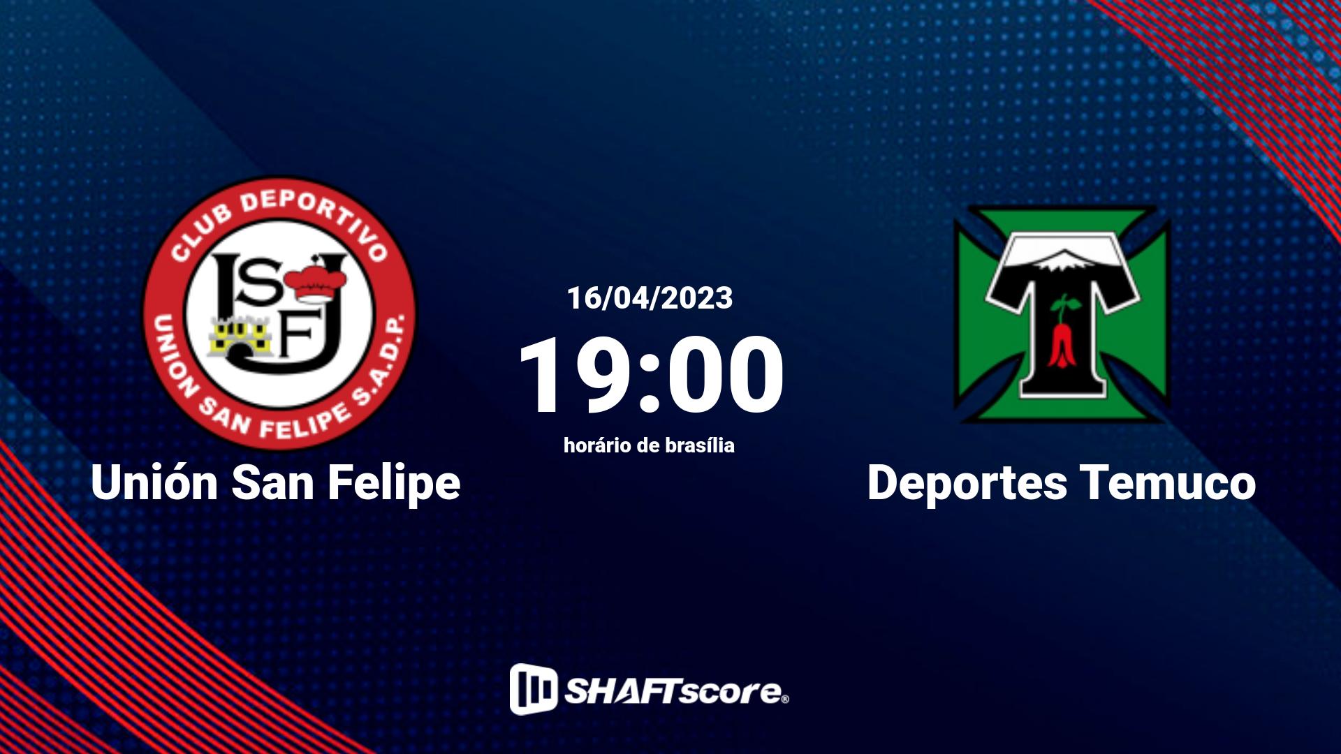 Estatísticas do jogo Unión San Felipe vs Deportes Temuco 16.04 19:00