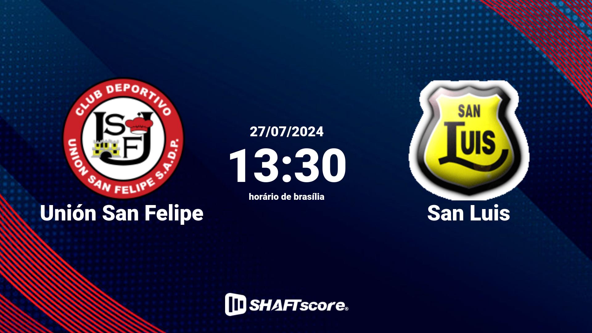 Estatísticas do jogo Unión San Felipe vs San Luis 27.07 13:30