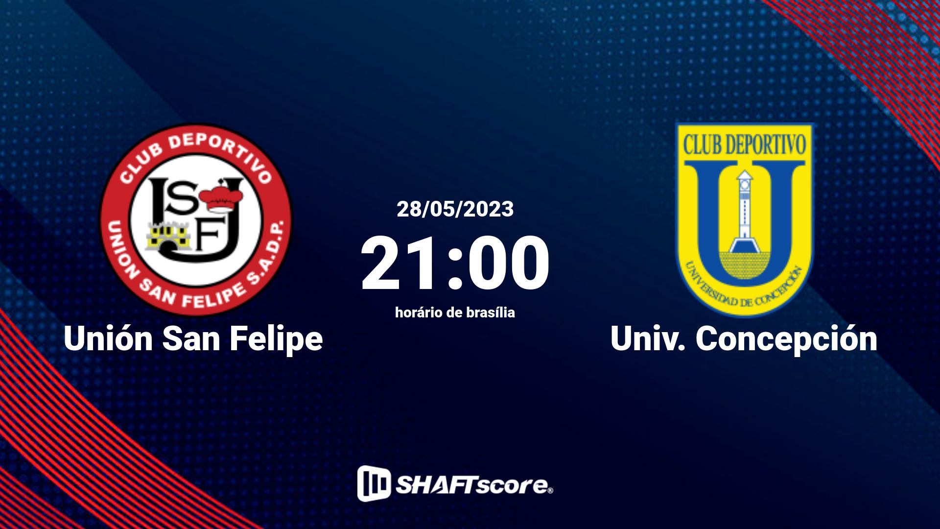 Estatísticas do jogo Unión San Felipe vs Univ. Concepción 28.05 21:00