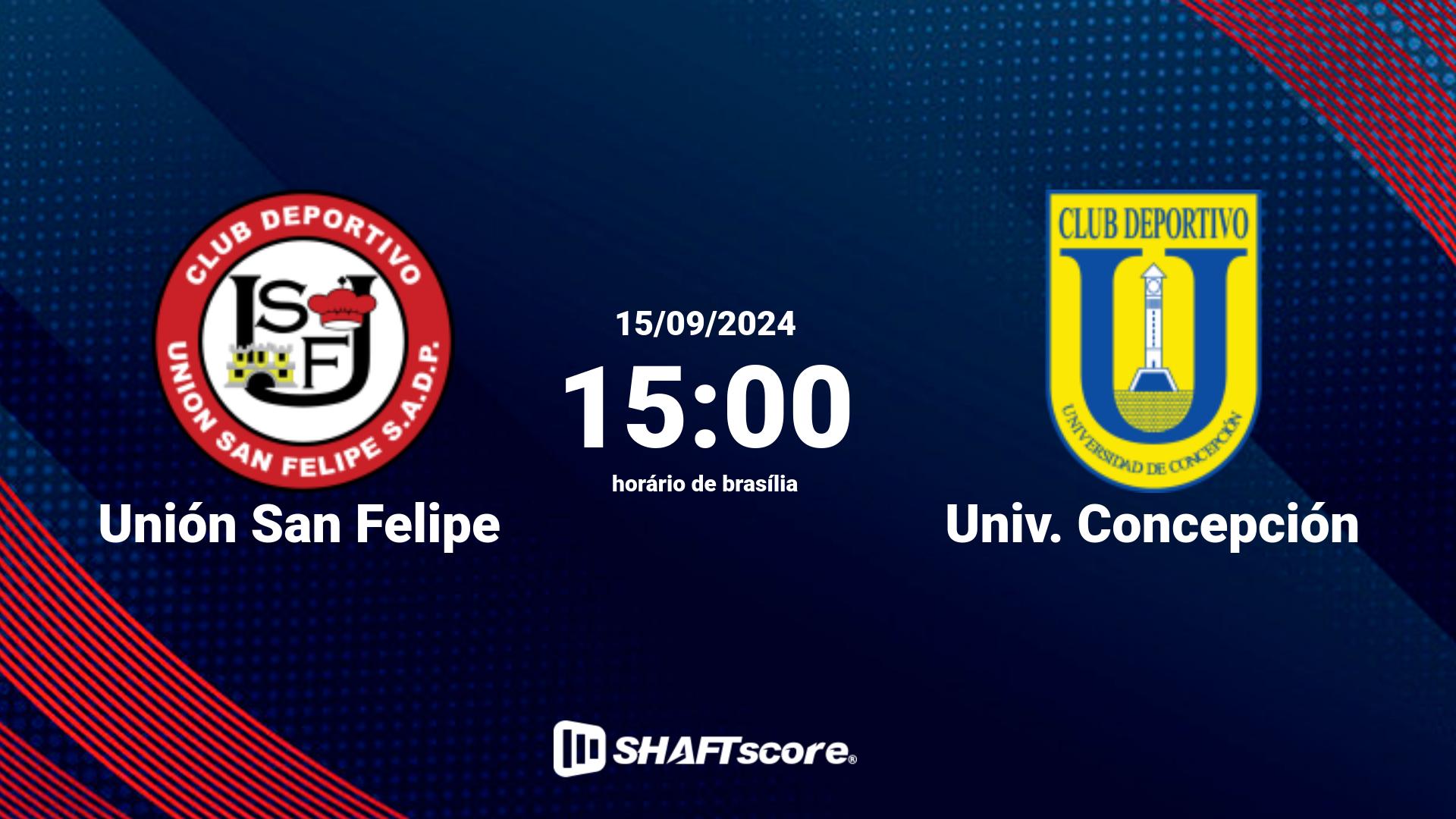 Estatísticas do jogo Unión San Felipe vs Univ. Concepción 15.09 15:00