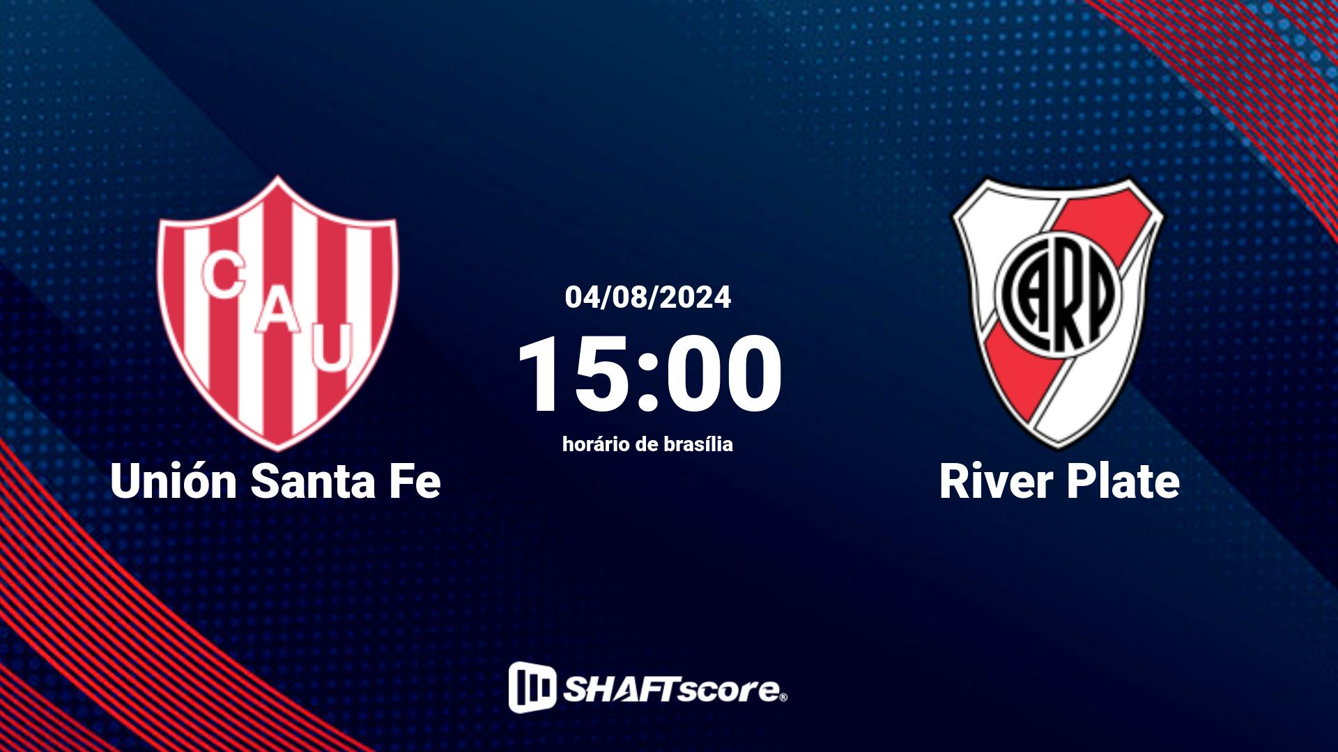 Estatísticas do jogo Unión Santa Fe vs River Plate 04.08 15:00