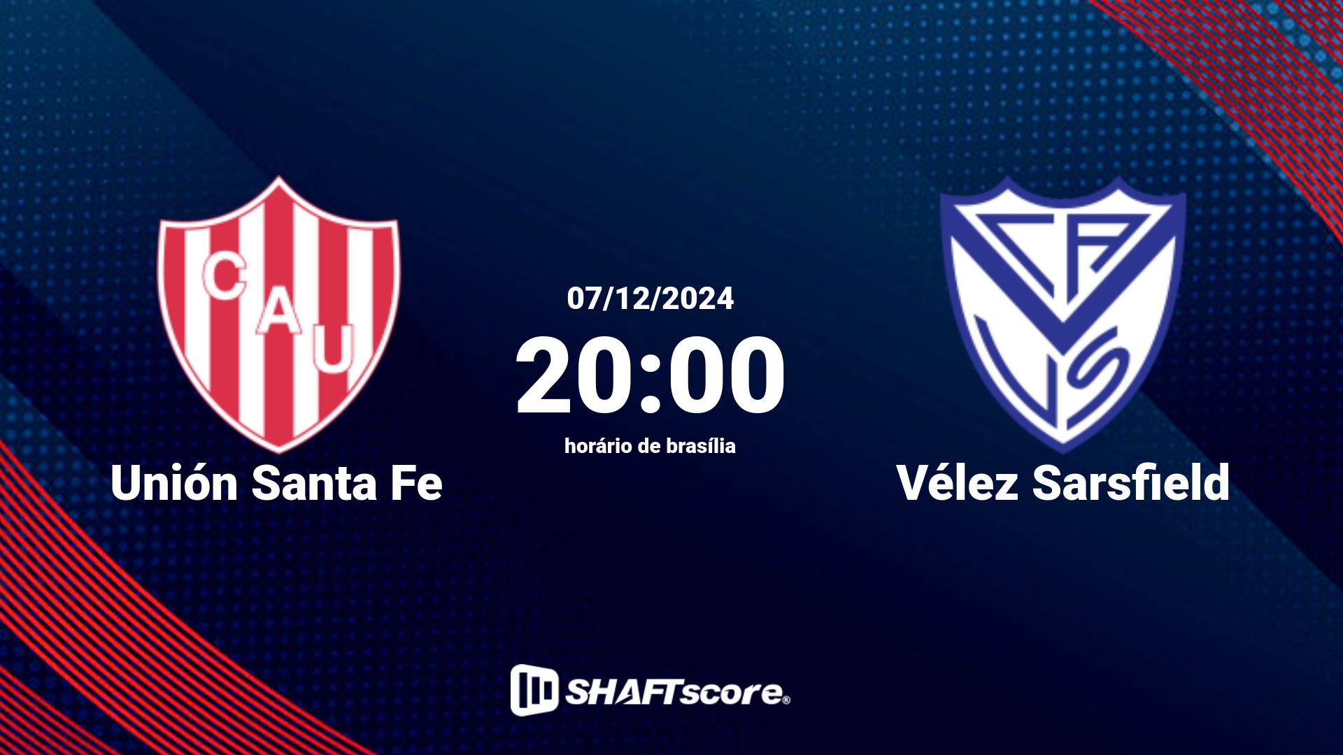 Estatísticas do jogo Unión Santa Fe vs Vélez Sarsfield 07.12 20:00