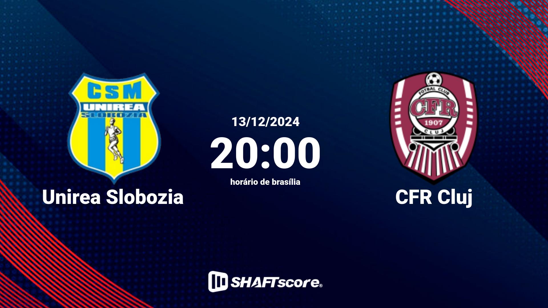 Estatísticas do jogo Unirea Slobozia vs CFR Cluj 13.12 20:00