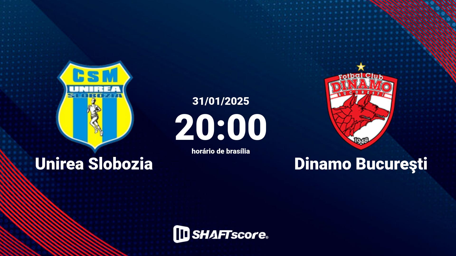 Estatísticas do jogo Unirea Slobozia vs Dinamo Bucureşti 31.01 20:00