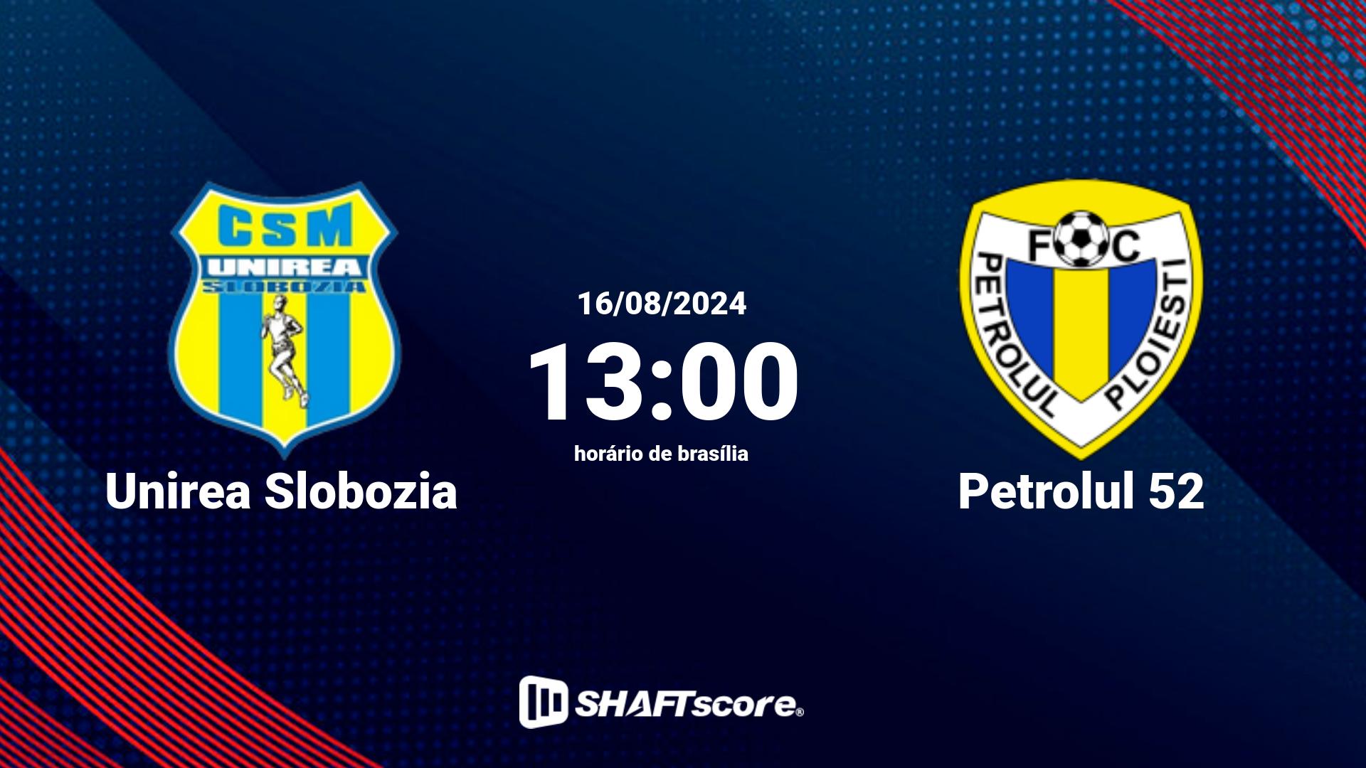 Estatísticas do jogo Unirea Slobozia vs Petrolul 52 16.08 13:00