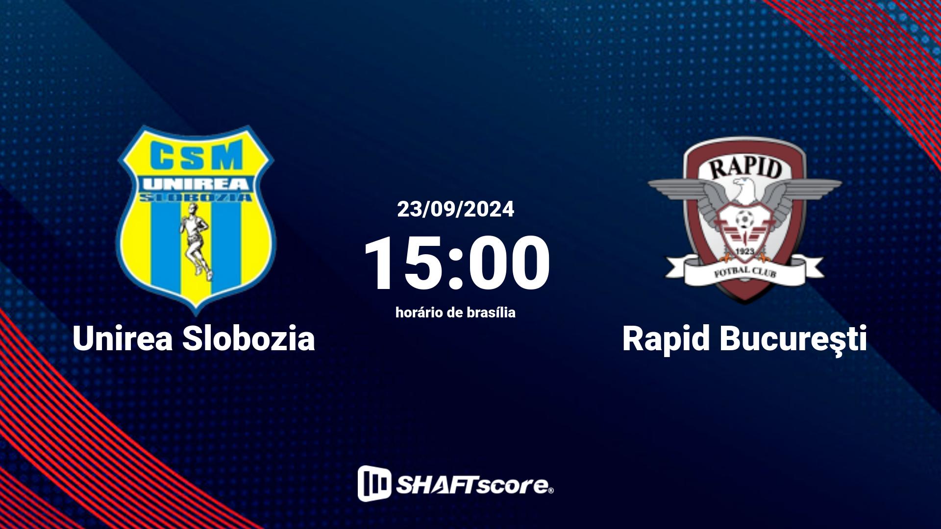 Estatísticas do jogo Unirea Slobozia vs Rapid Bucureşti 23.09 15:00