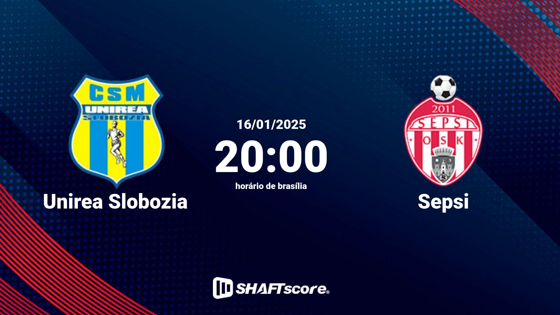 Estatísticas do jogo Unirea Slobozia vs Sepsi 16.01 20:00