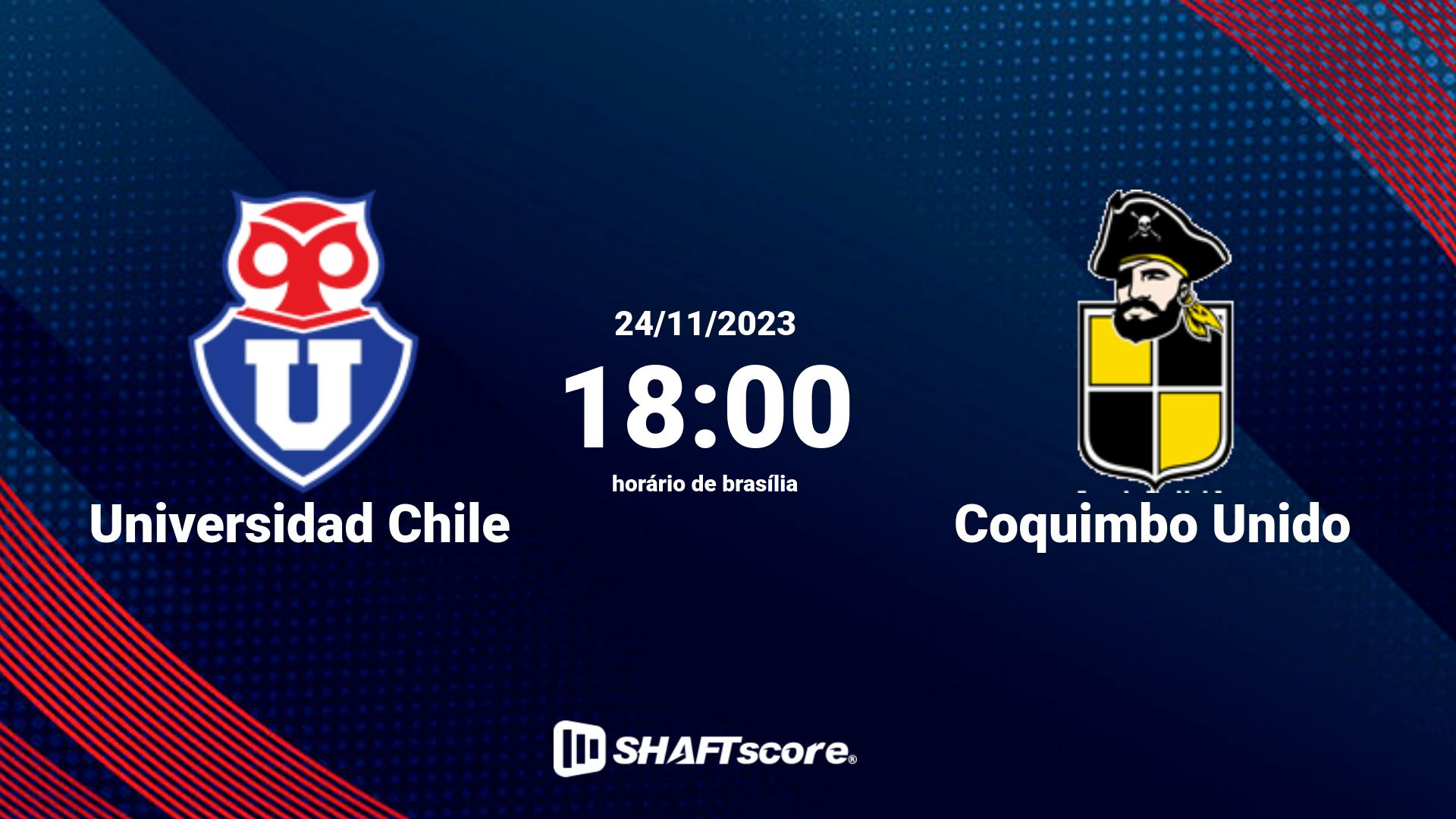 Estatísticas do jogo Universidad Chile vs Coquimbo Unido 24.11 18:00