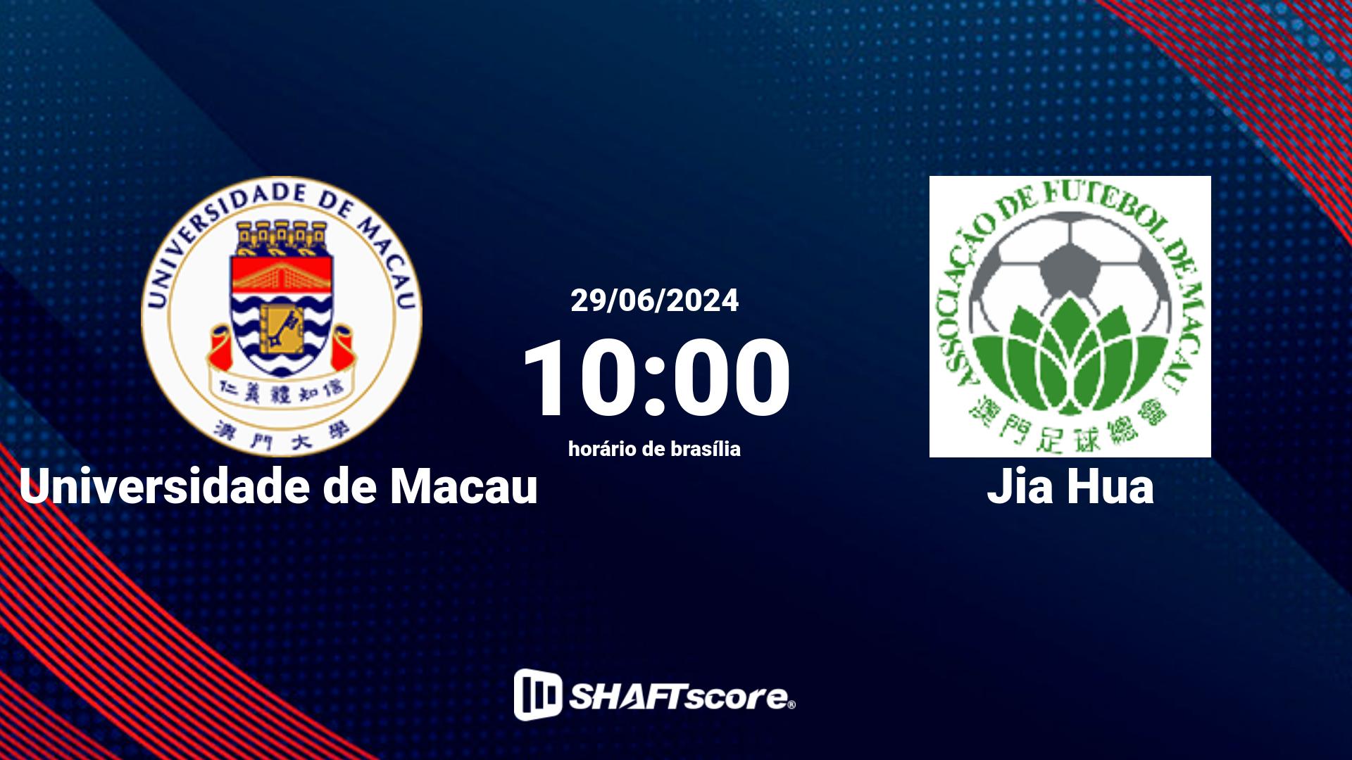 Estatísticas do jogo Universidade de Macau vs Jia Hua 29.06 10:00