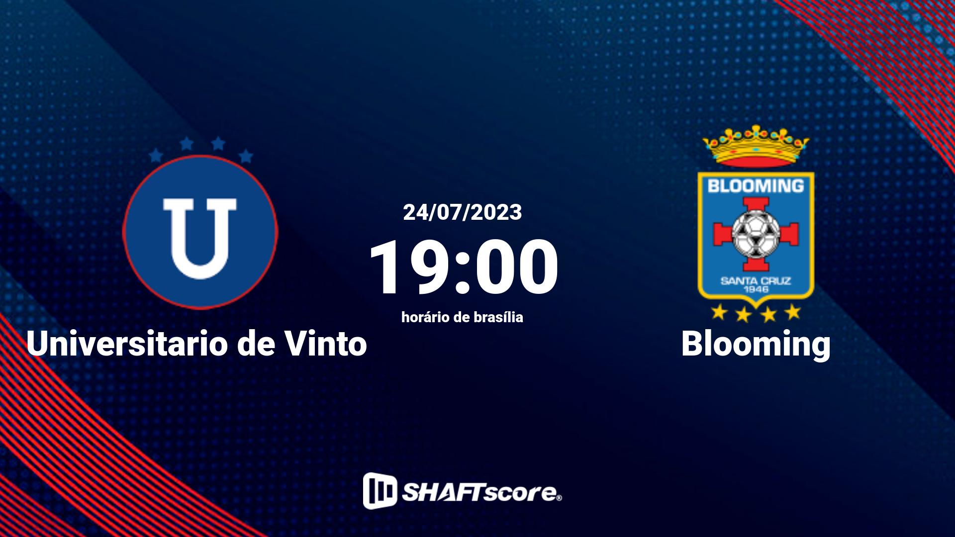 Estatísticas do jogo Universitario de Vinto vs Blooming 24.07 19:00