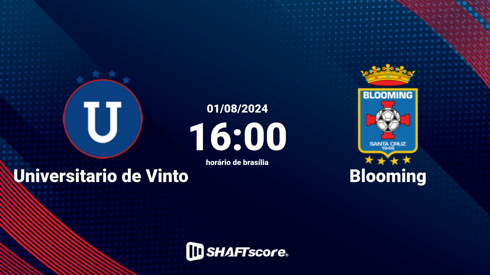 Estatísticas do jogo Universitario de Vinto vs Blooming 01.08 16:00