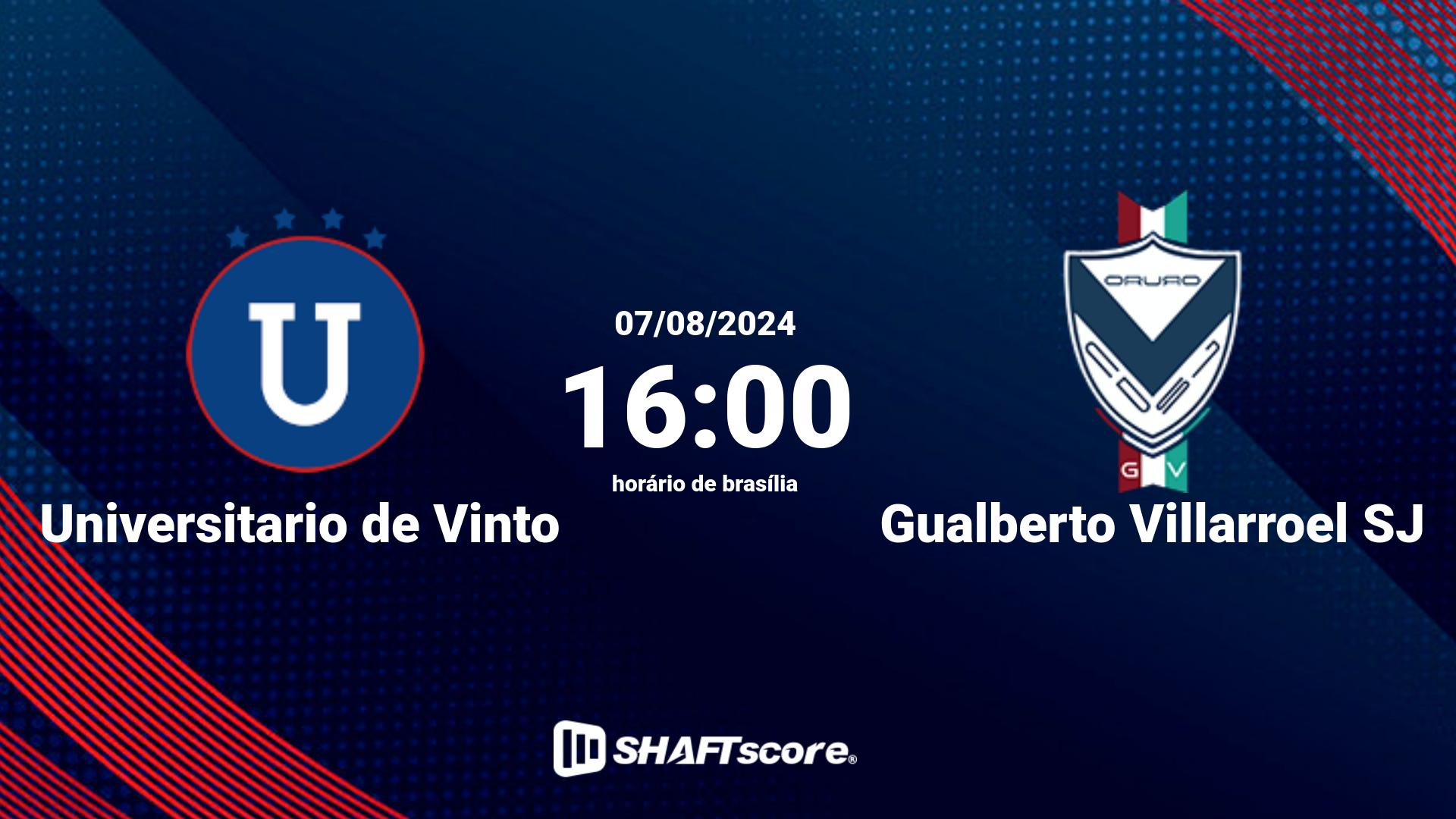 Estatísticas do jogo Universitario de Vinto vs Gualberto Villarroel SJ 07.08 16:00