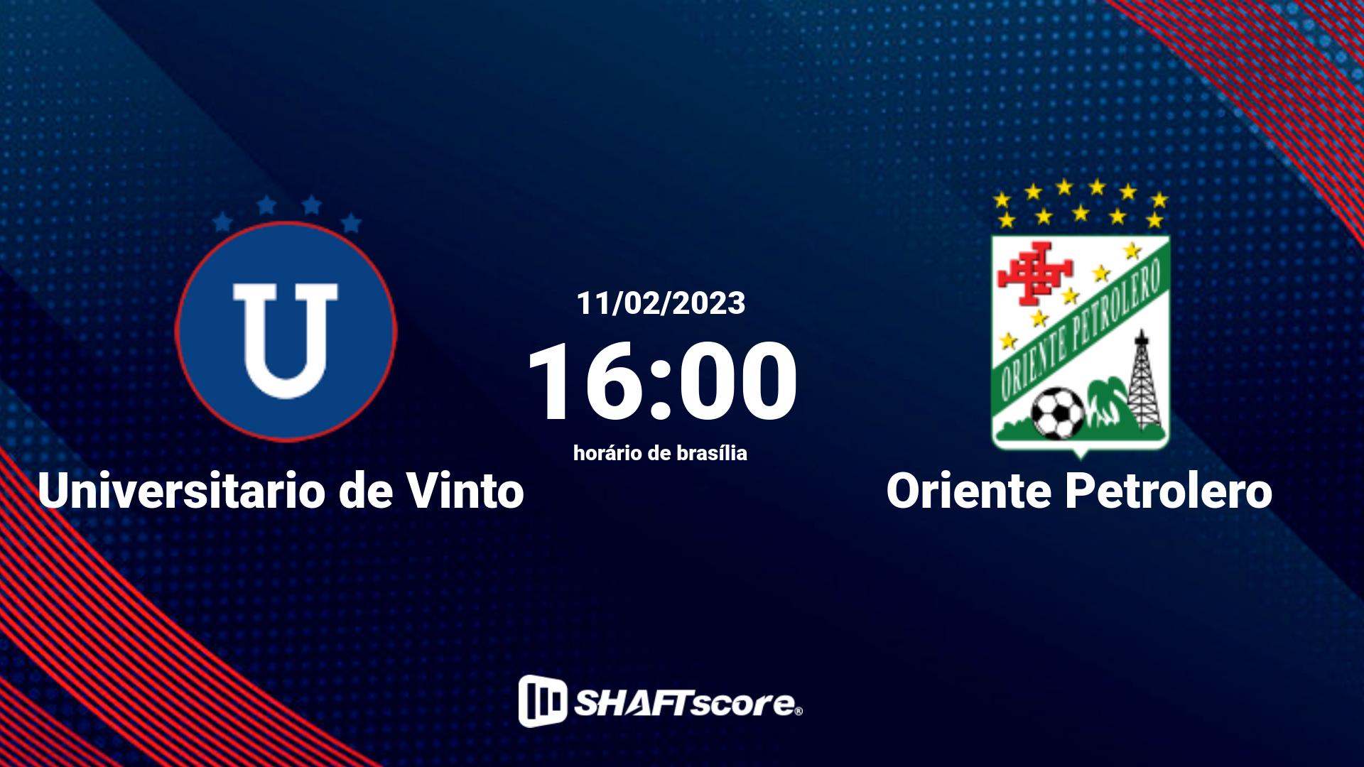 Estatísticas do jogo Universitario de Vinto vs Oriente Petrolero 11.02 16:00