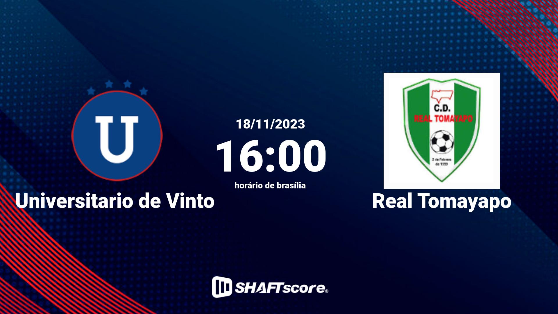 Estatísticas do jogo Universitario de Vinto vs Real Tomayapo 18.11 16:00