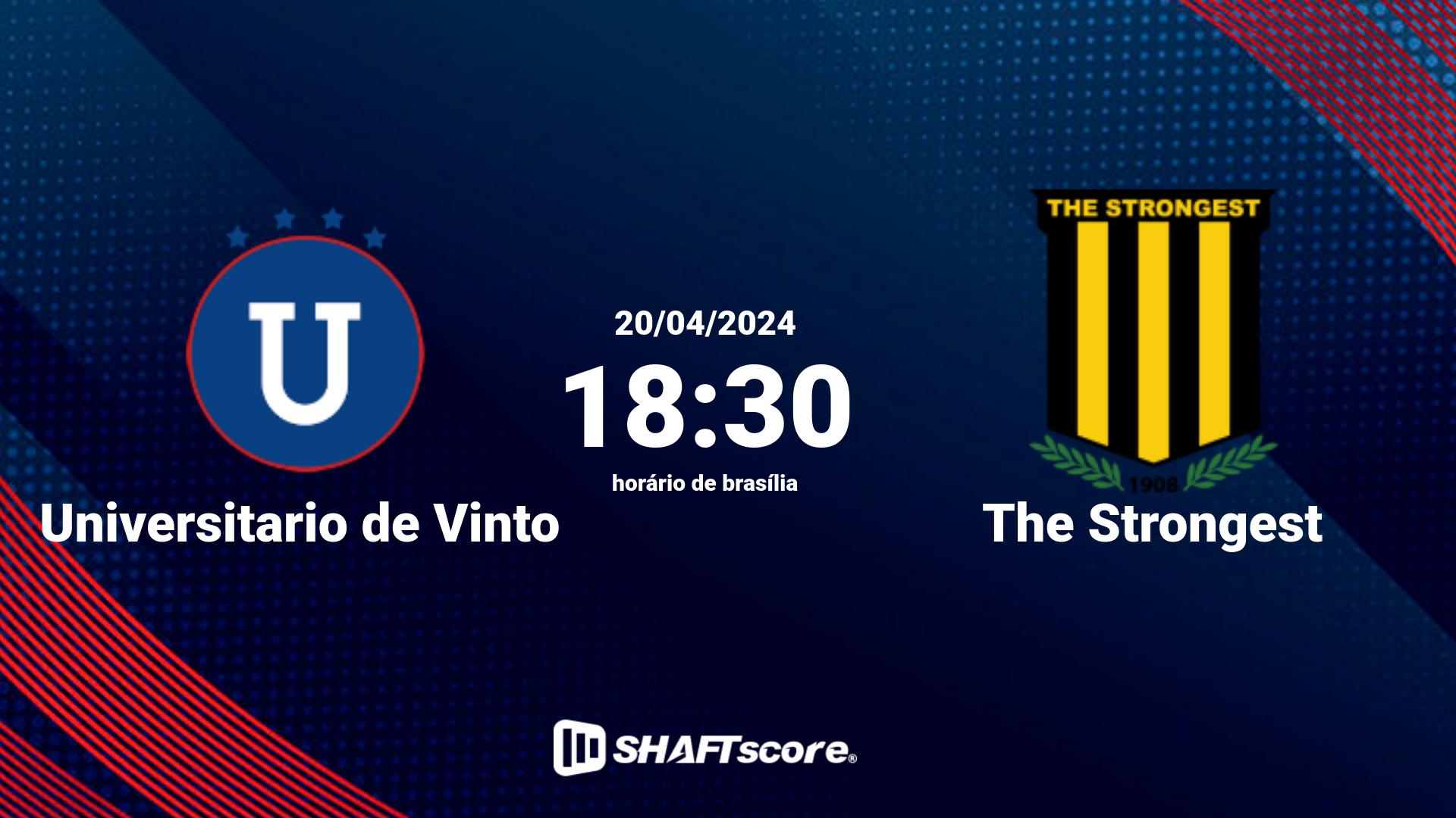 Estatísticas do jogo Universitario de Vinto vs The Strongest 20.04 18:30
