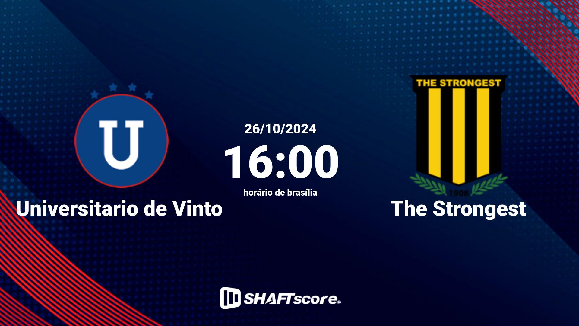 Estatísticas do jogo Universitario de Vinto vs The Strongest 26.10 16:00