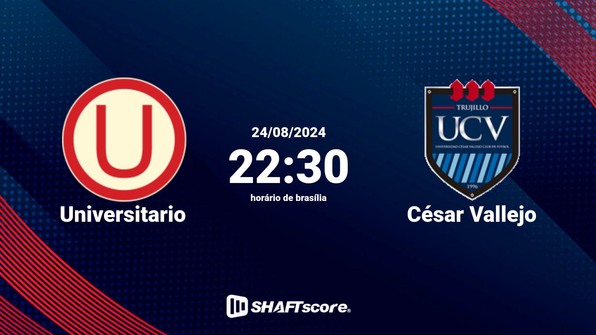 Estatísticas do jogo Universitario vs César Vallejo 24.08 22:30