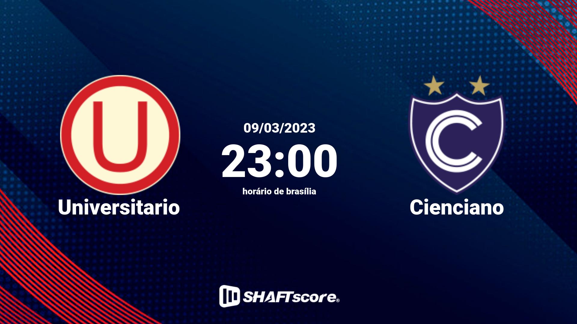 Estatísticas do jogo Universitario vs Cienciano 09.03 23:00