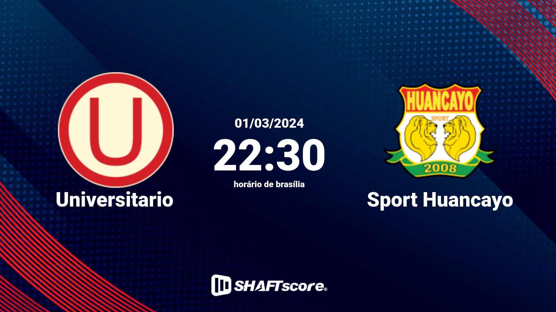 Estatísticas do jogo Universitario vs Sport Huancayo 01.03 22:30