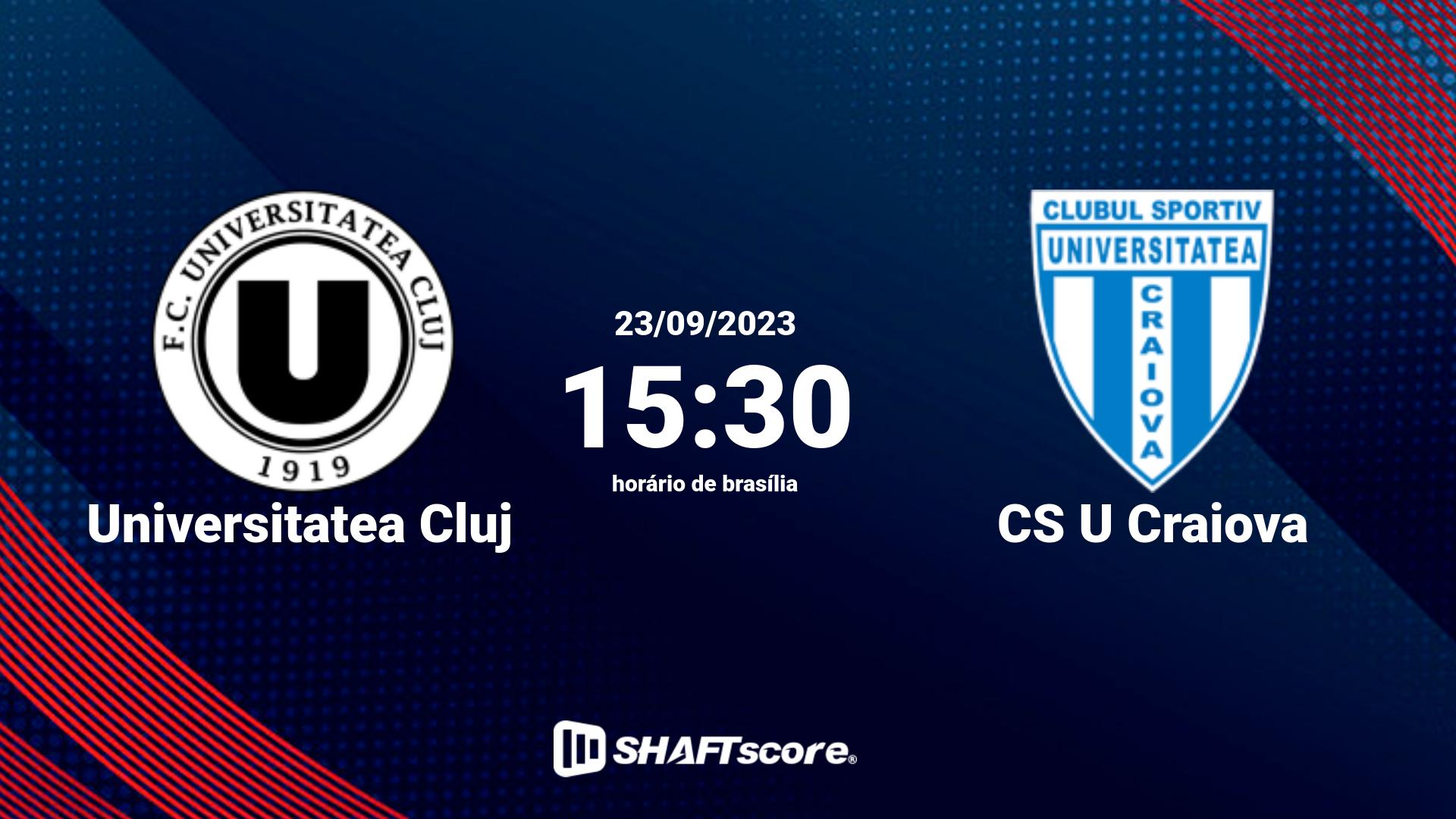 Estatísticas do jogo Universitatea Cluj vs CS U Craiova 23.09 15:30