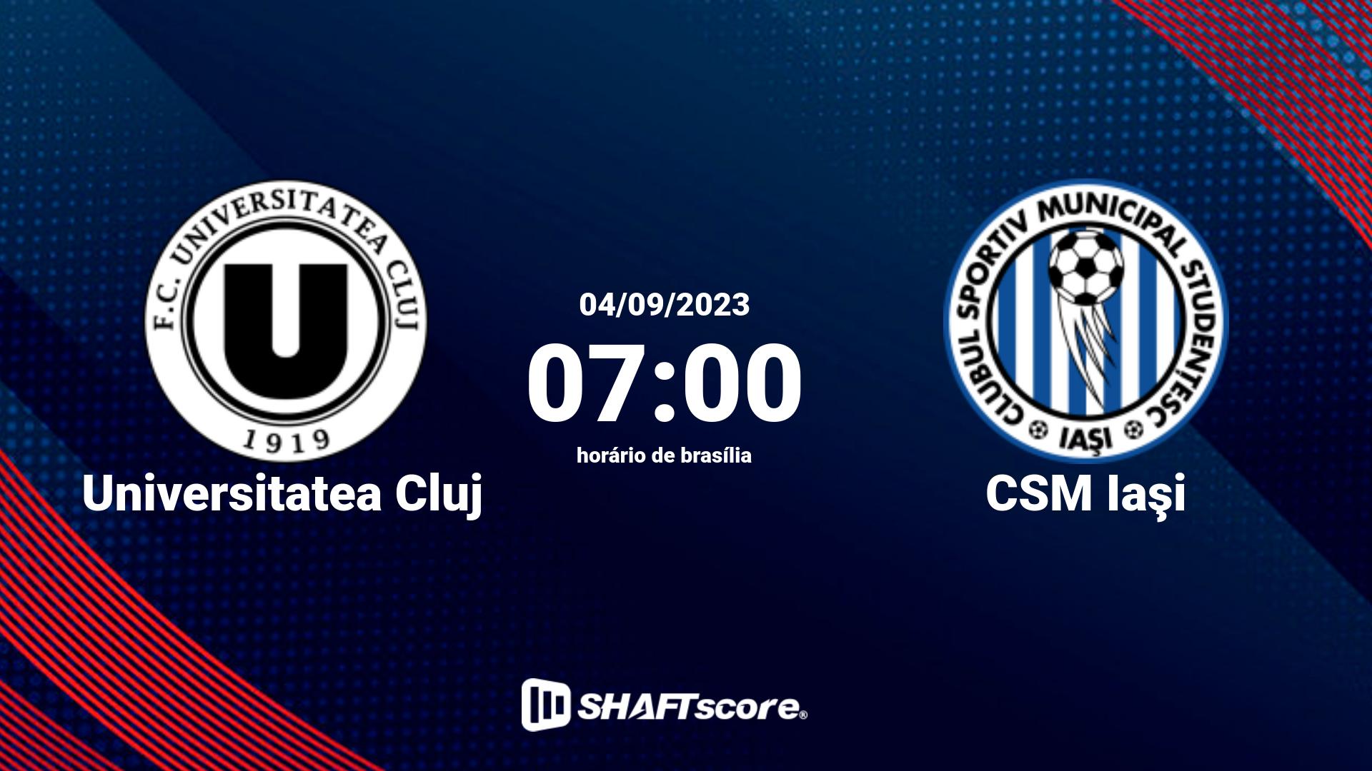 Estatísticas do jogo Universitatea Cluj vs CSM Iaşi 04.09 07:00