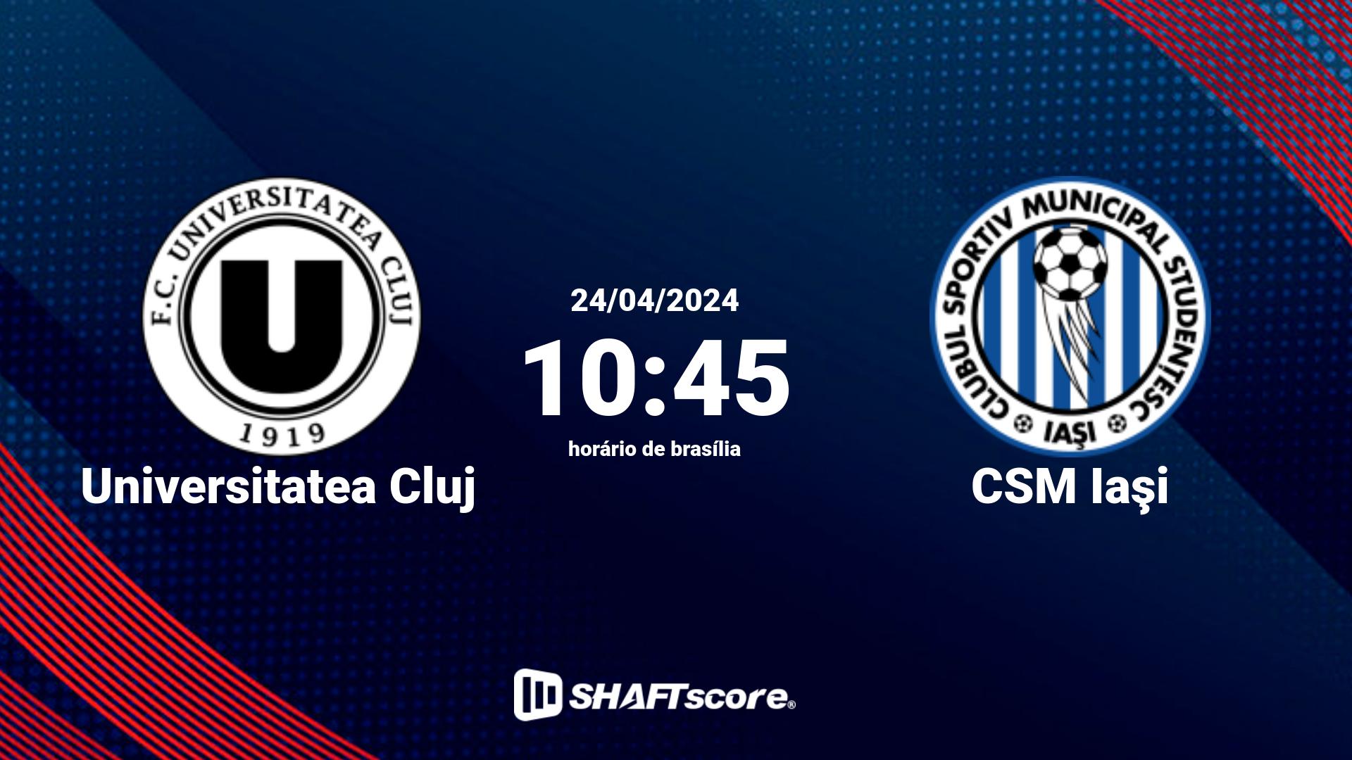 Estatísticas do jogo Universitatea Cluj vs CSM Iaşi 24.04 10:45