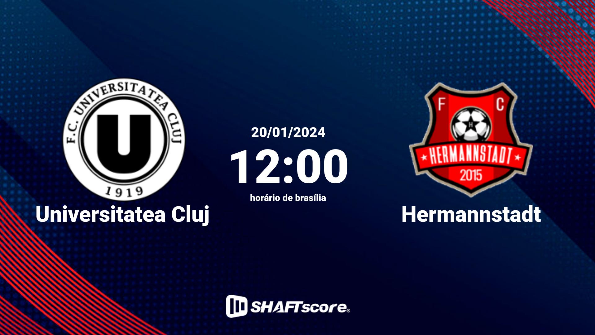 Estatísticas do jogo Universitatea Cluj vs Hermannstadt 20.01 12:00