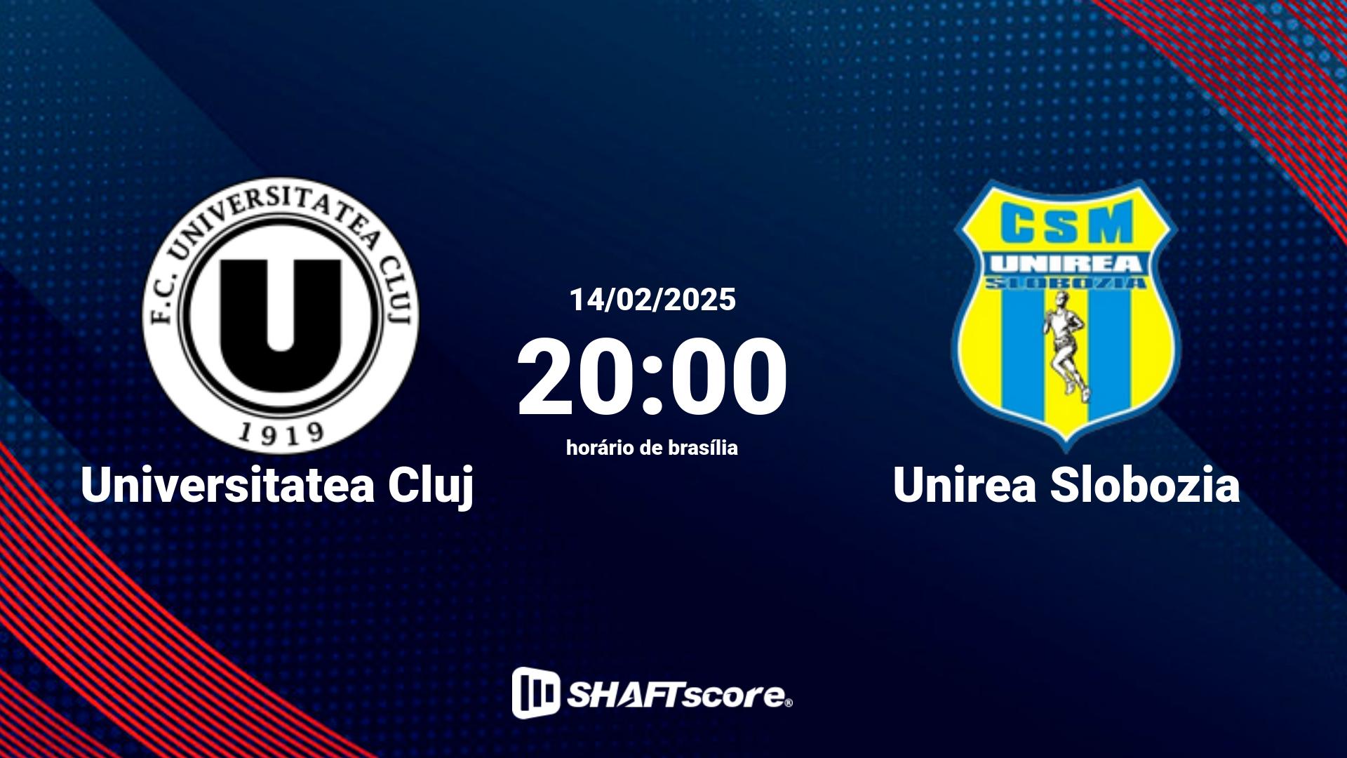 Estatísticas do jogo Universitatea Cluj vs Unirea Slobozia 14.02 20:00