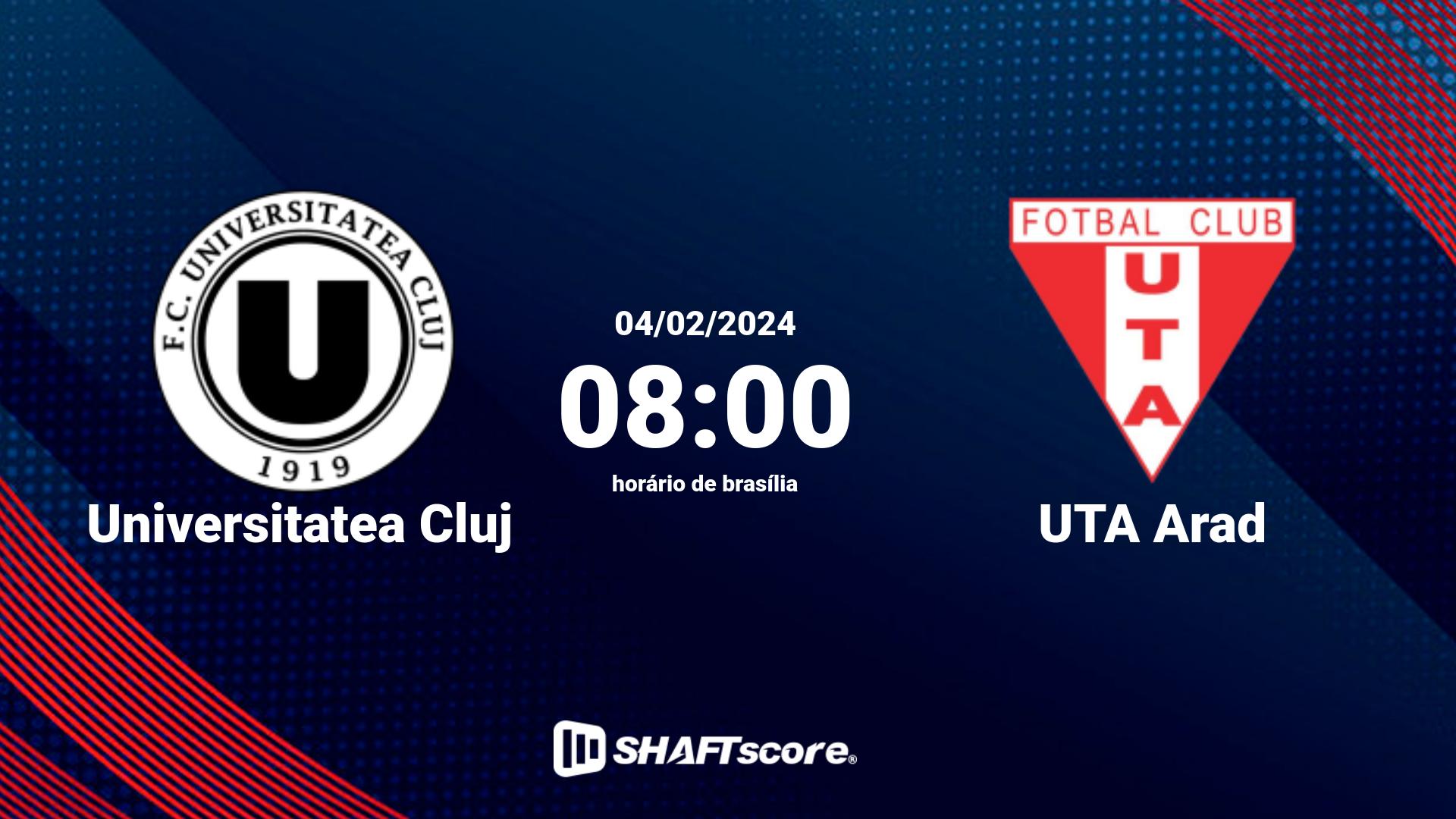 Estatísticas do jogo Universitatea Cluj vs UTA Arad 04.02 08:00