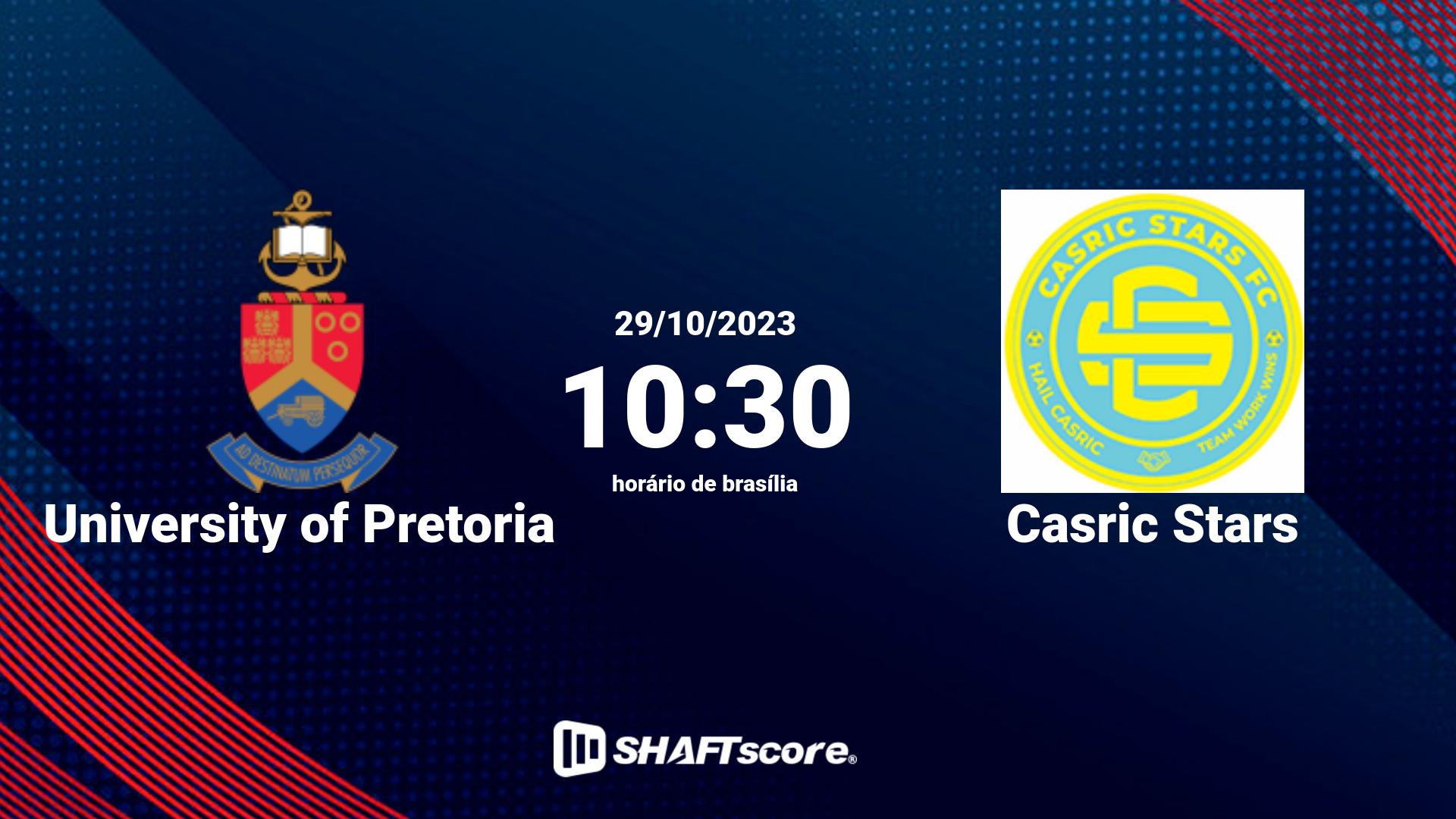 Estatísticas do jogo University of Pretoria vs Casric Stars 29.10 10:30