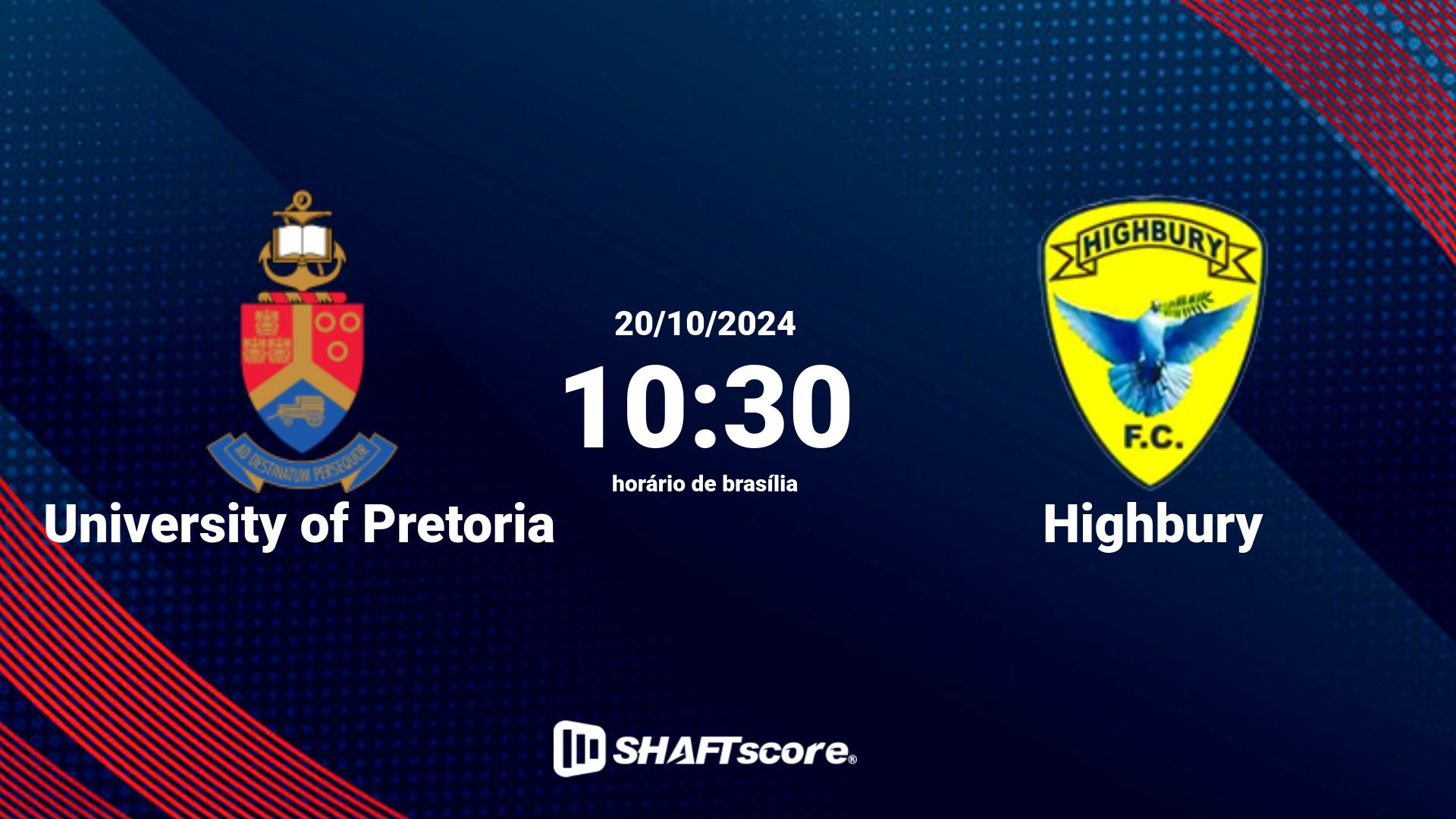 Estatísticas do jogo University of Pretoria vs Highbury 20.10 10:30