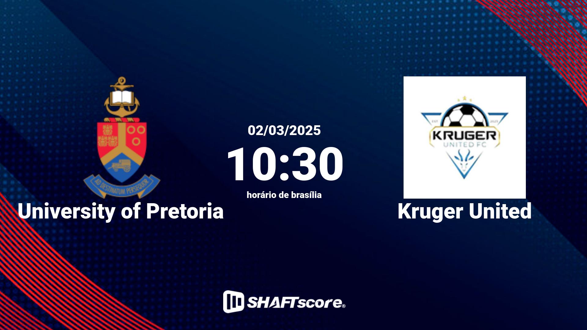 Estatísticas do jogo University of Pretoria vs Kruger United 02.03 10:30