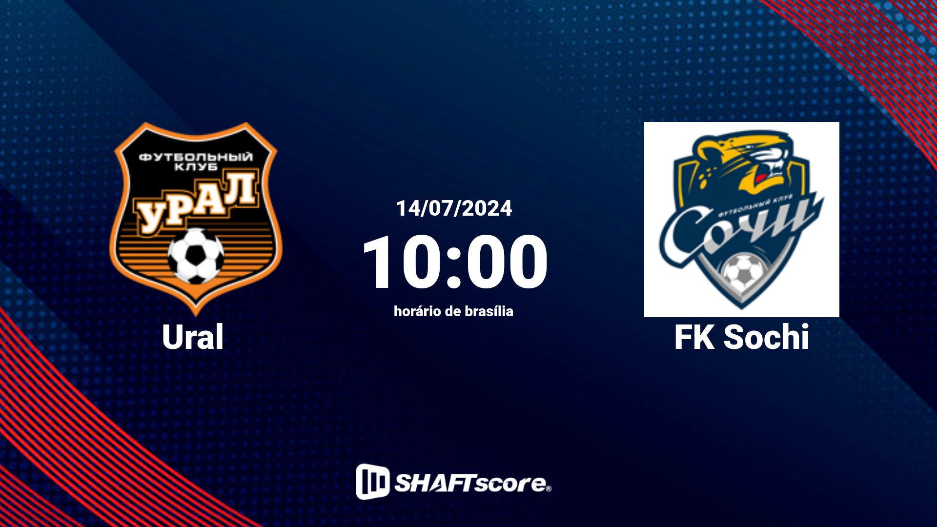 Estatísticas do jogo Ural vs FK Sochi 14.07 10:00